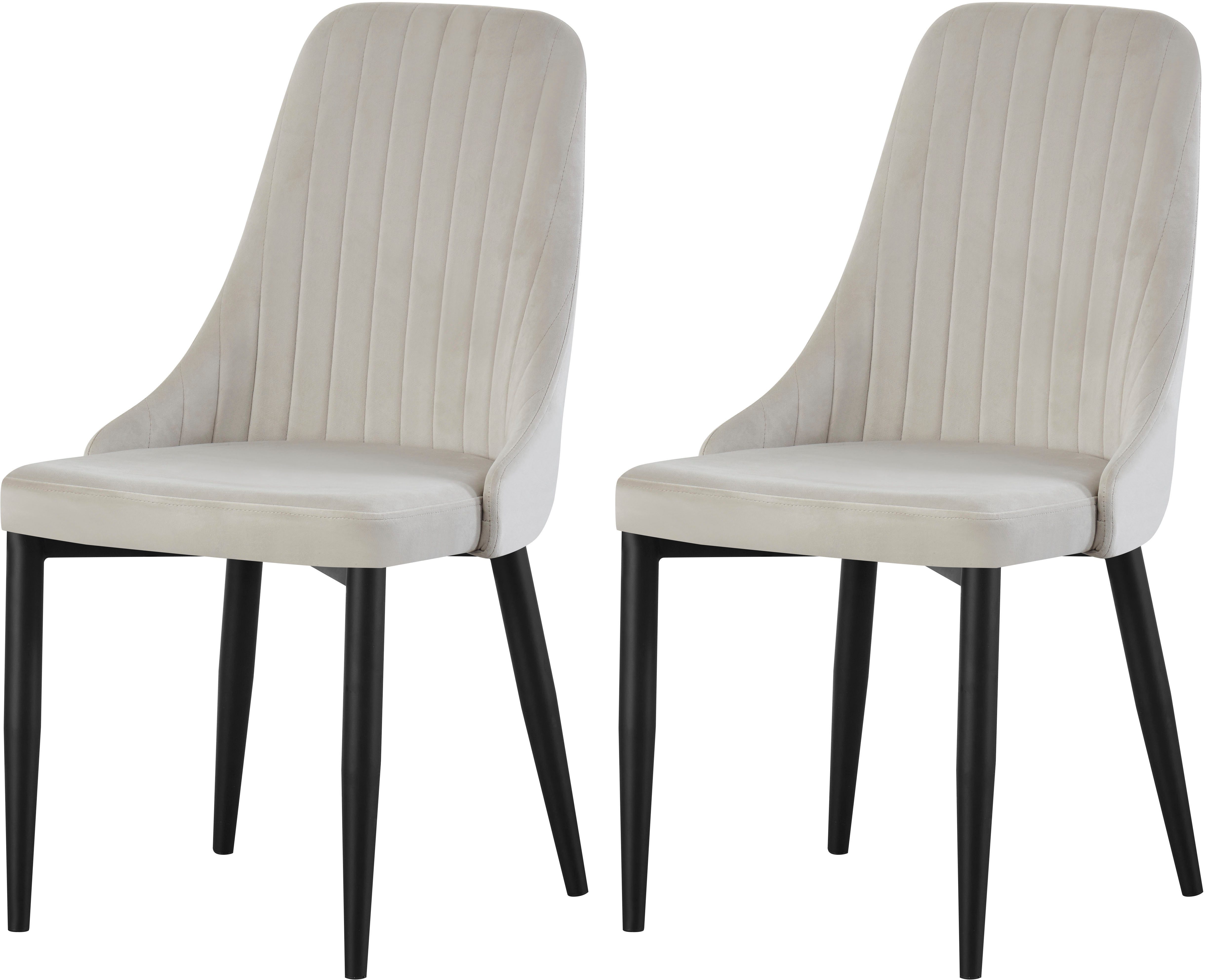 Home affaire Esszimmerstuhl GARNBY, 2er Set, mit Metallgestell in matt schwarz (Set, 2 St), in verschiedenen Farben, Belsatbarkeit pro Stuhl 120 kg, Velour Stoff