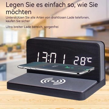 AUKUU Wecker Einfacher Einfacher kabelloser Ladewecker kreative LED Stille elektronische Uhr Geschenkuhr