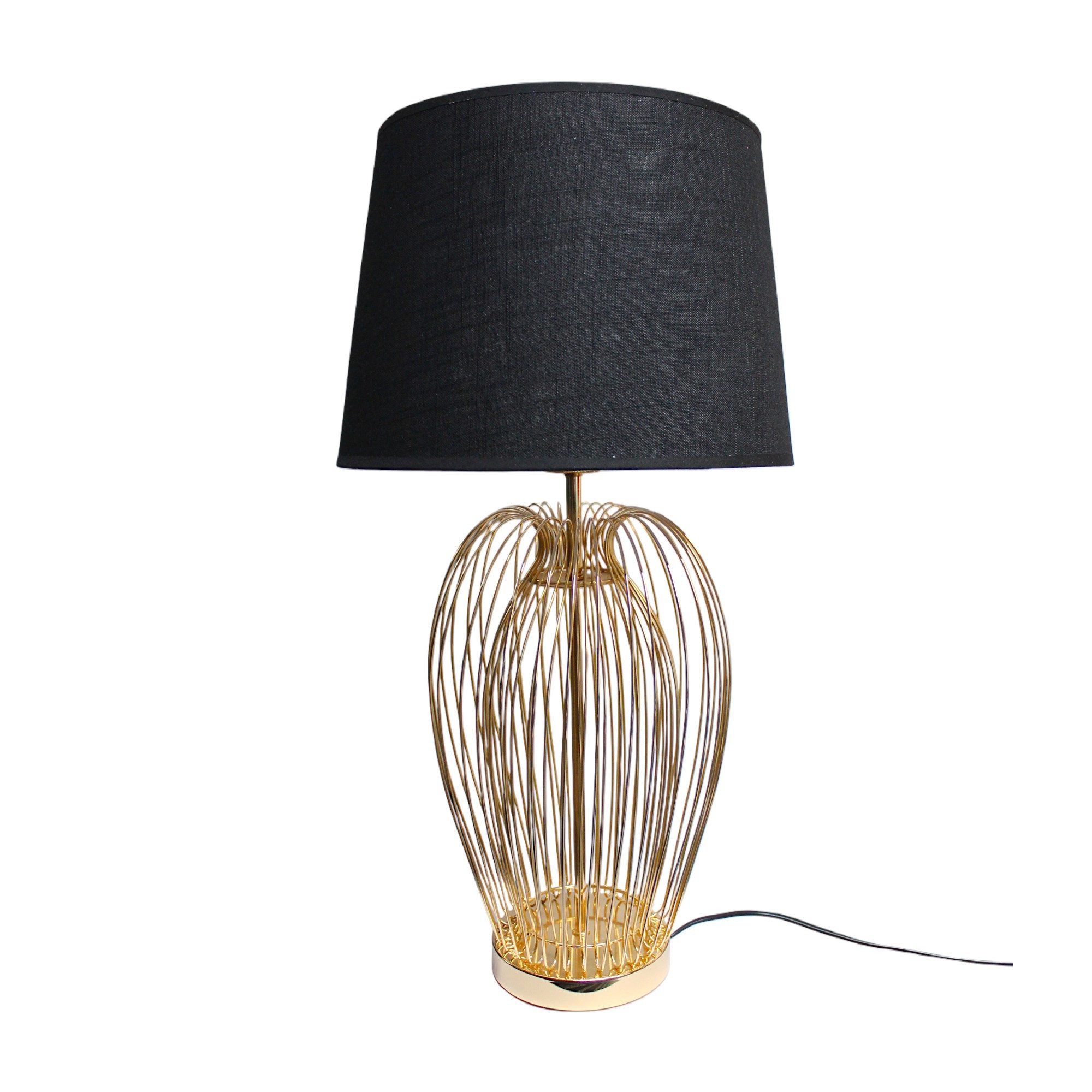 Arnusa Tischleuchte edle Tischlampe goldfarben 63 cm mit Schirm in schwarz Große Lampe, ohne Leuchtmittel, edle Beistell-Lampe