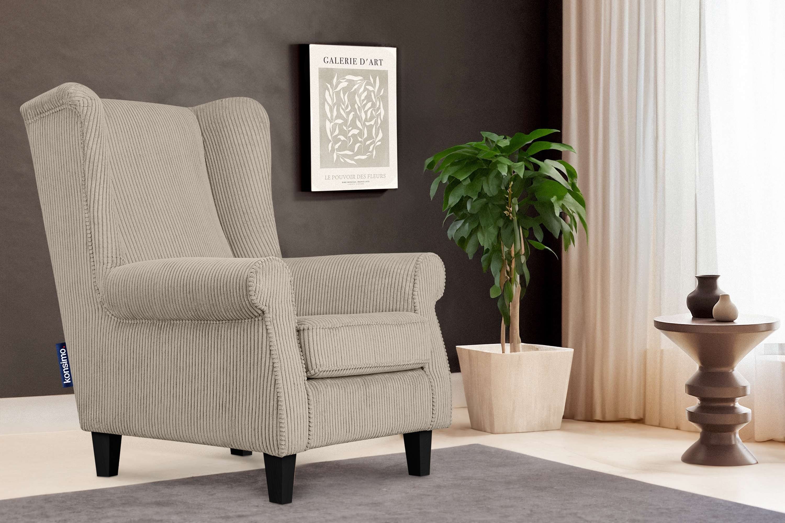 KONSIMO® Ohrensessel MILES Gepolsterter Sessel, mit günstig online kaufen