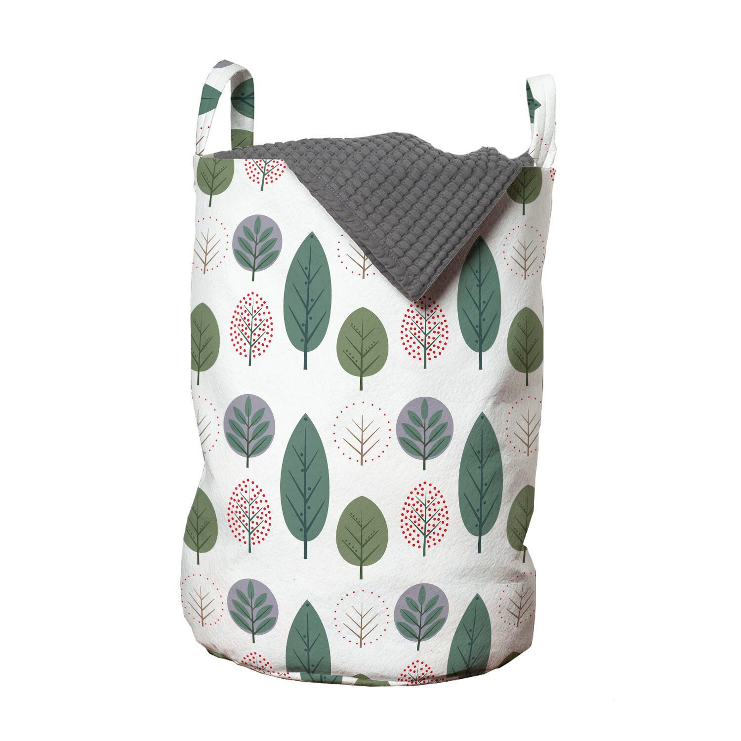 Abakuhaus Wäschesäckchen Wäschekorb mit Griffen Kordelzugverschluss für Waschsalons, Herbst Saisonale Grünlich Bäume Herbst
