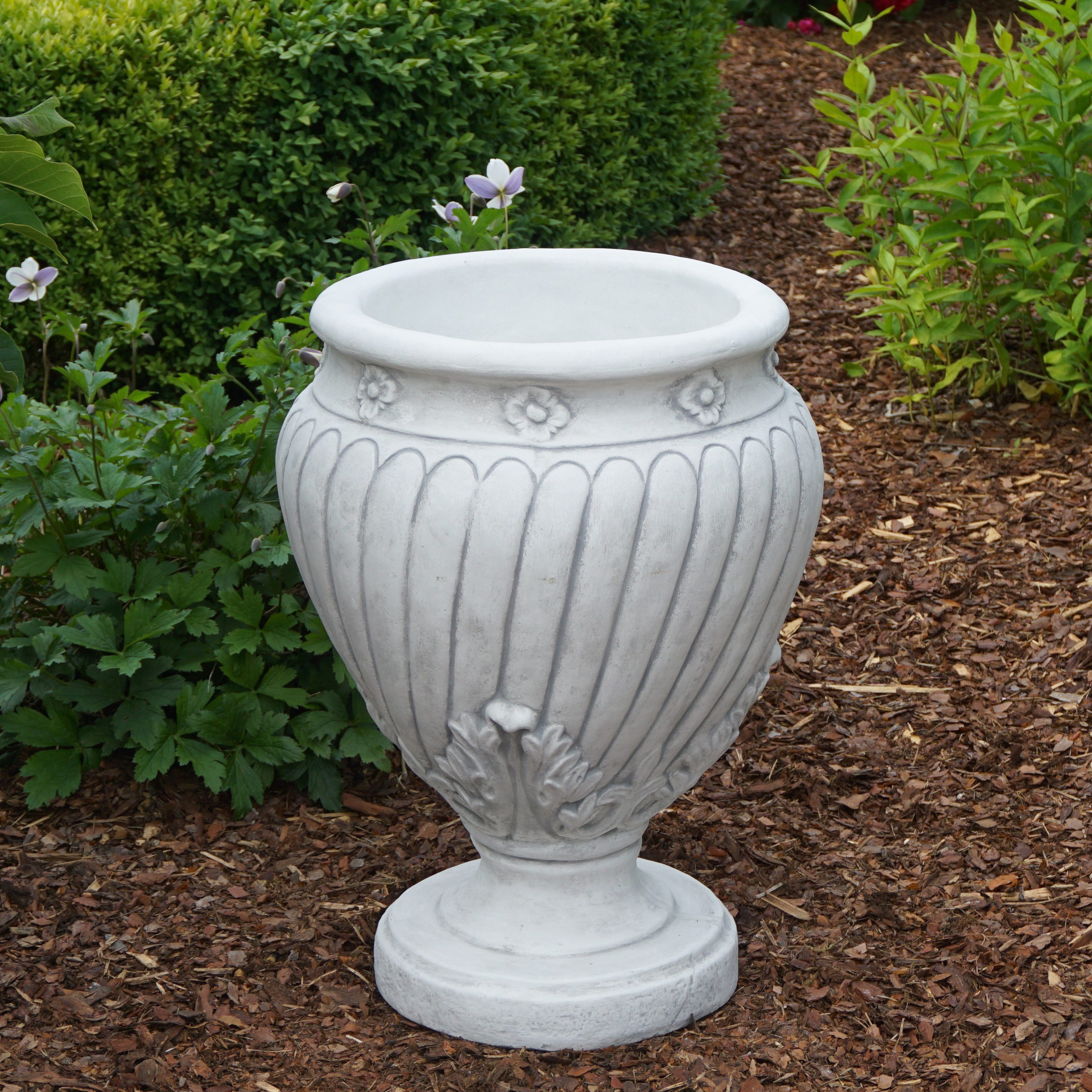 gartendekoparadies.de Pflanzkübel Blumentopf mit Blätter-Motiv Pflanzgefäß, H. 60 cm, 25 Liter, 66 kg, Frostsicher