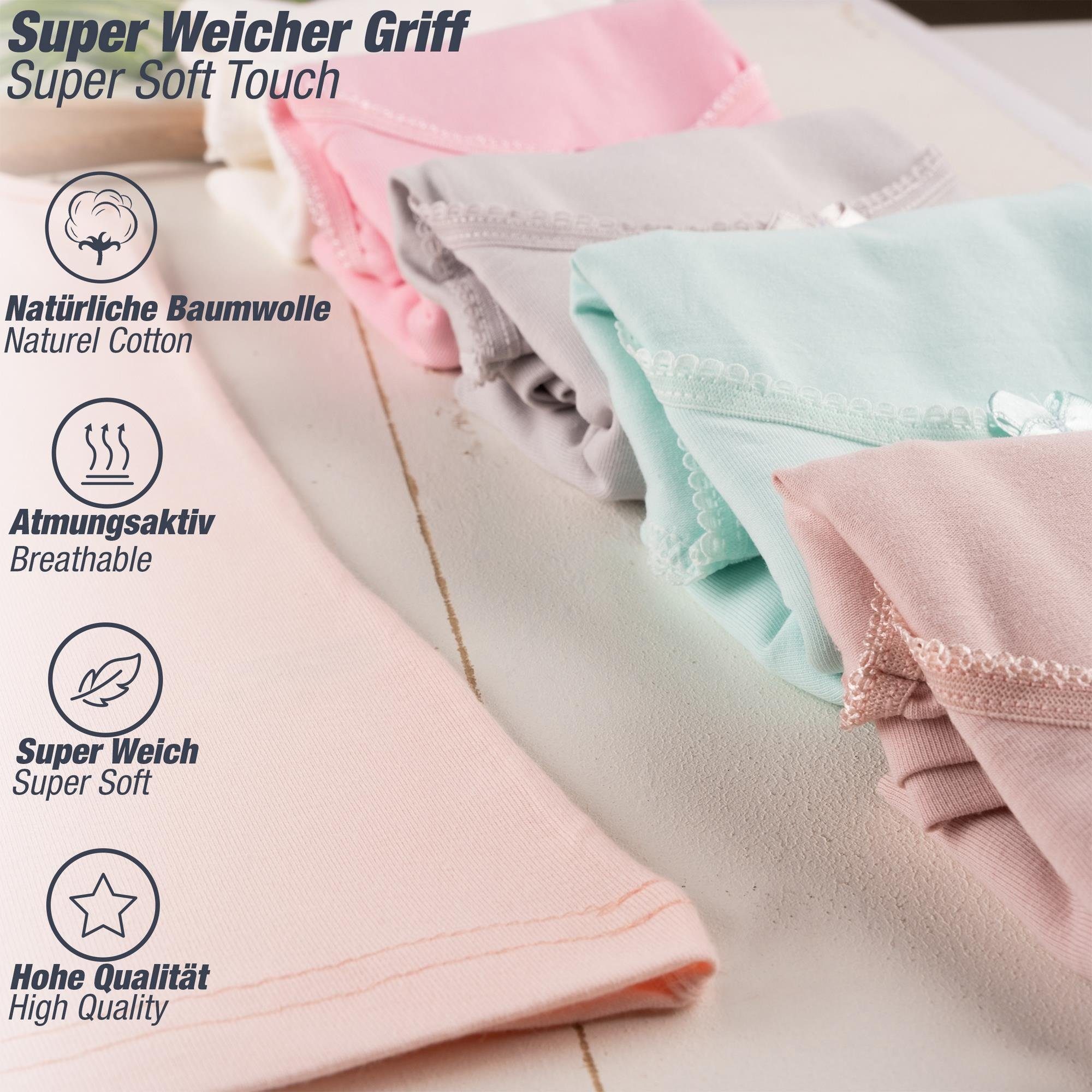 LOREZA Unterhemd 6 Mädchen Unterhemden aus Baumwolle Basics 92-170 (Set, 6-St., 6er-Pack)