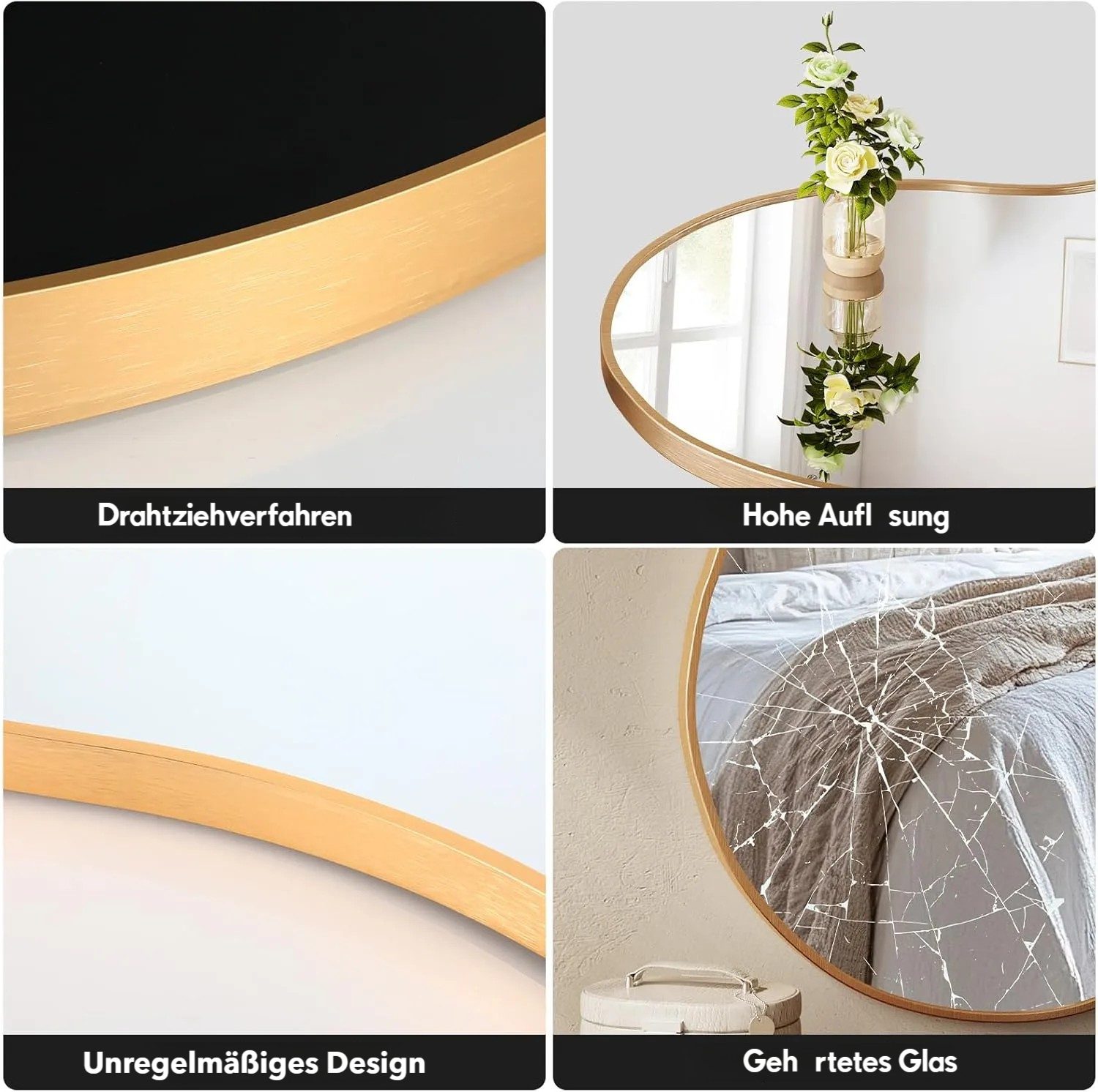 TLGREEN Dekospiegel Wandspiegel,Asymmetrischer Spiegel, (Wolkenspiegel mit Gehärtetes Glas, Aluminiumrahmen), für Wohnzimmer Schlafzimmer Badezimmer – Bild 5 von 5