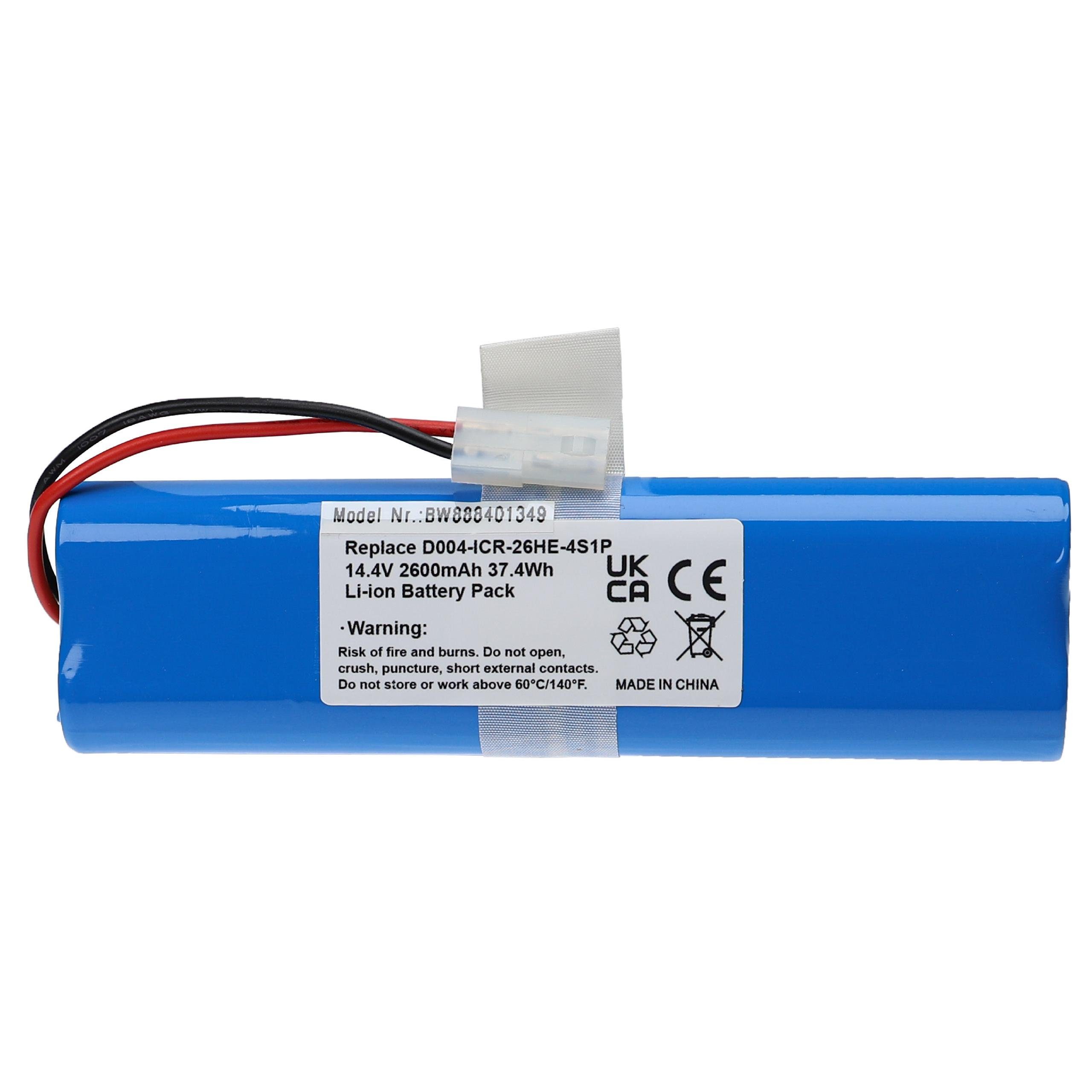 vhbw Akku Ersatz für 360 D004-ICR-26HE-4S1P für Staubsauger / Saugroboter Staubsauger-Akku Akku Li-Ion 2600 mAh (14,4 V, 1 St), Leistungsfähiger Austausch-Akku für Ihren Saugroboter