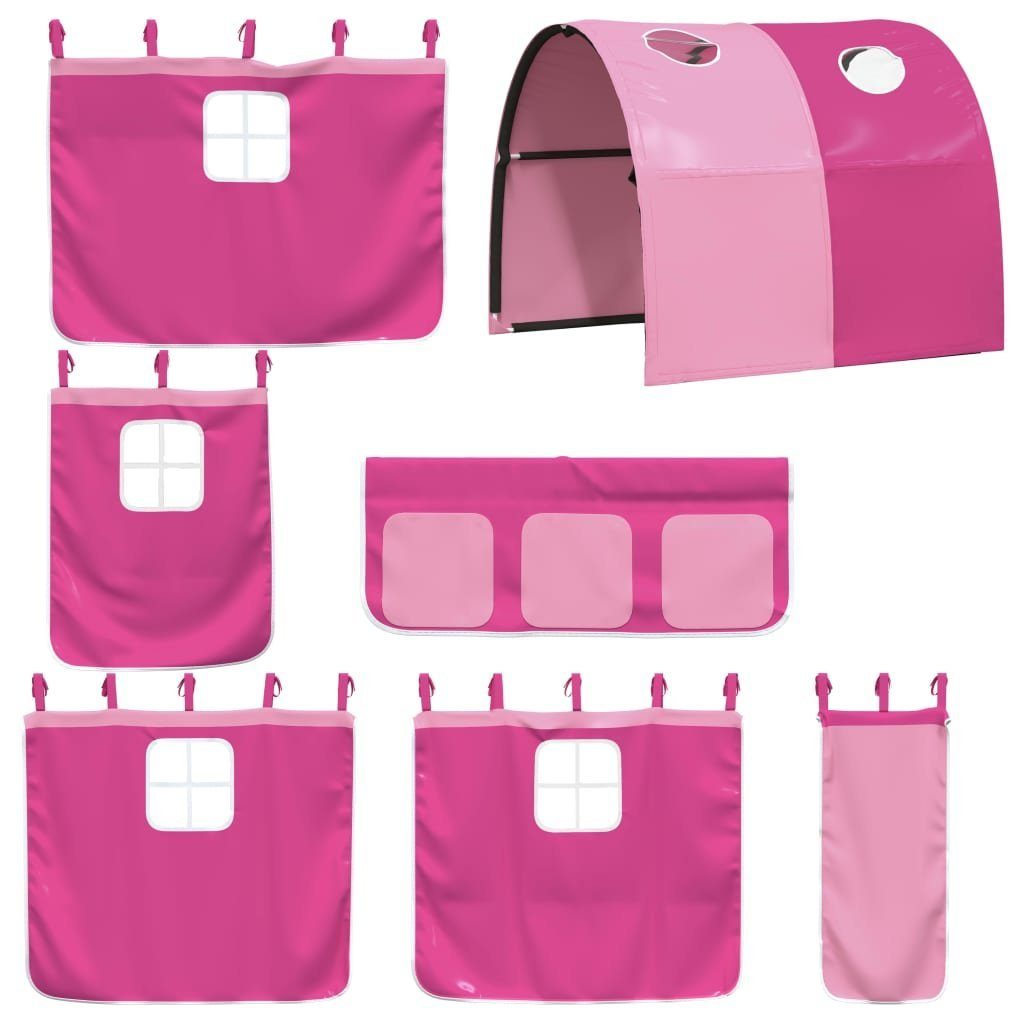 vidaXL Kinderbett NA Vorhänge für Hochbett mit Tunnel Rosa Polyester