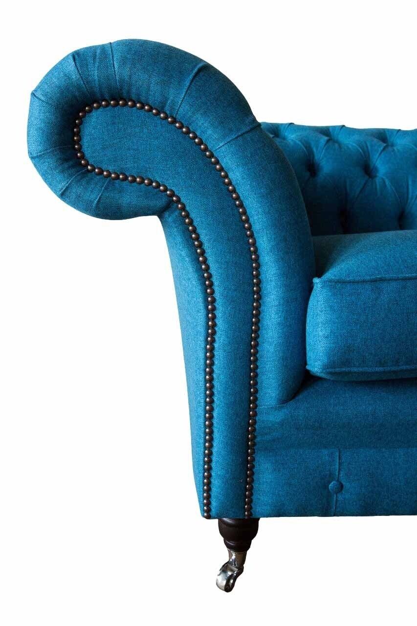 Einsitzer, Sessel Sitzer 1,5 In JVmoebel Made Sofa Couchen Chesterfield Blauer Europe Sofa Polster