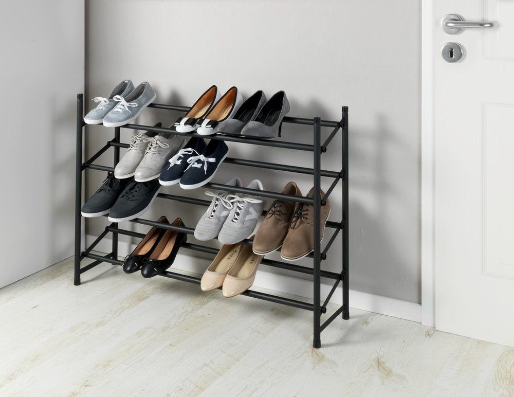WENKO Schuhregal Teleskop-Schuhregal, schwarz, WENKO