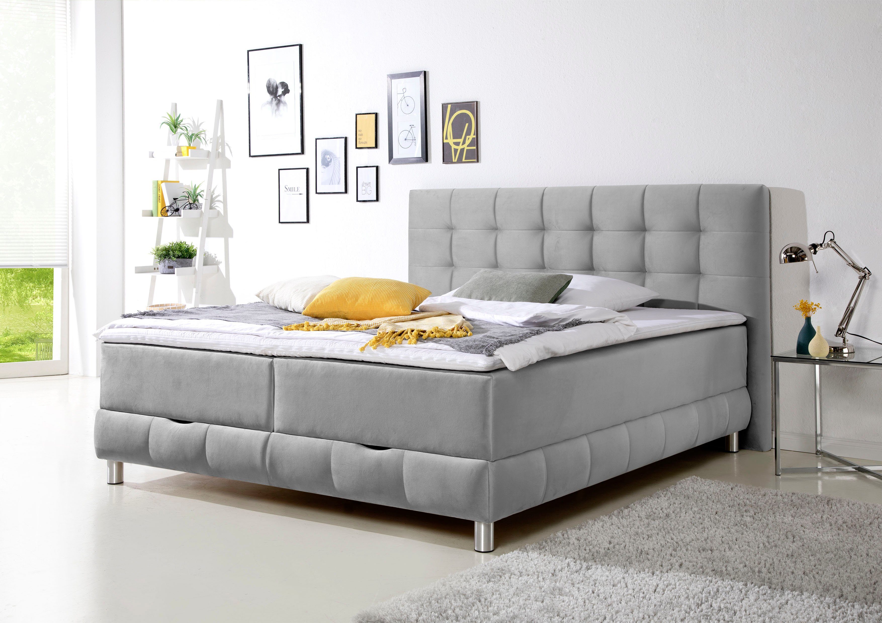 Home affaire Boxbett Vaasa, inkl. Bettkasten & Topper, XXL-Ausführung, Überlänge 220 cm