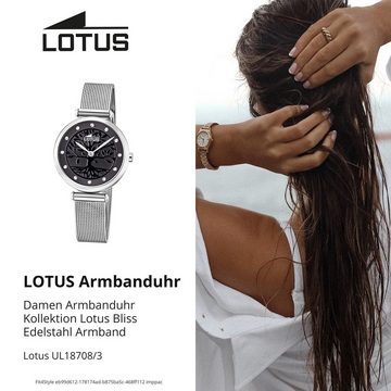 Lotus Quarzuhr LOTUS Damen Uhr Fashion 18708/3, (Analoguhr), Damenuhr rund, klein (ca. 29mm) Edelstahlarmband silber