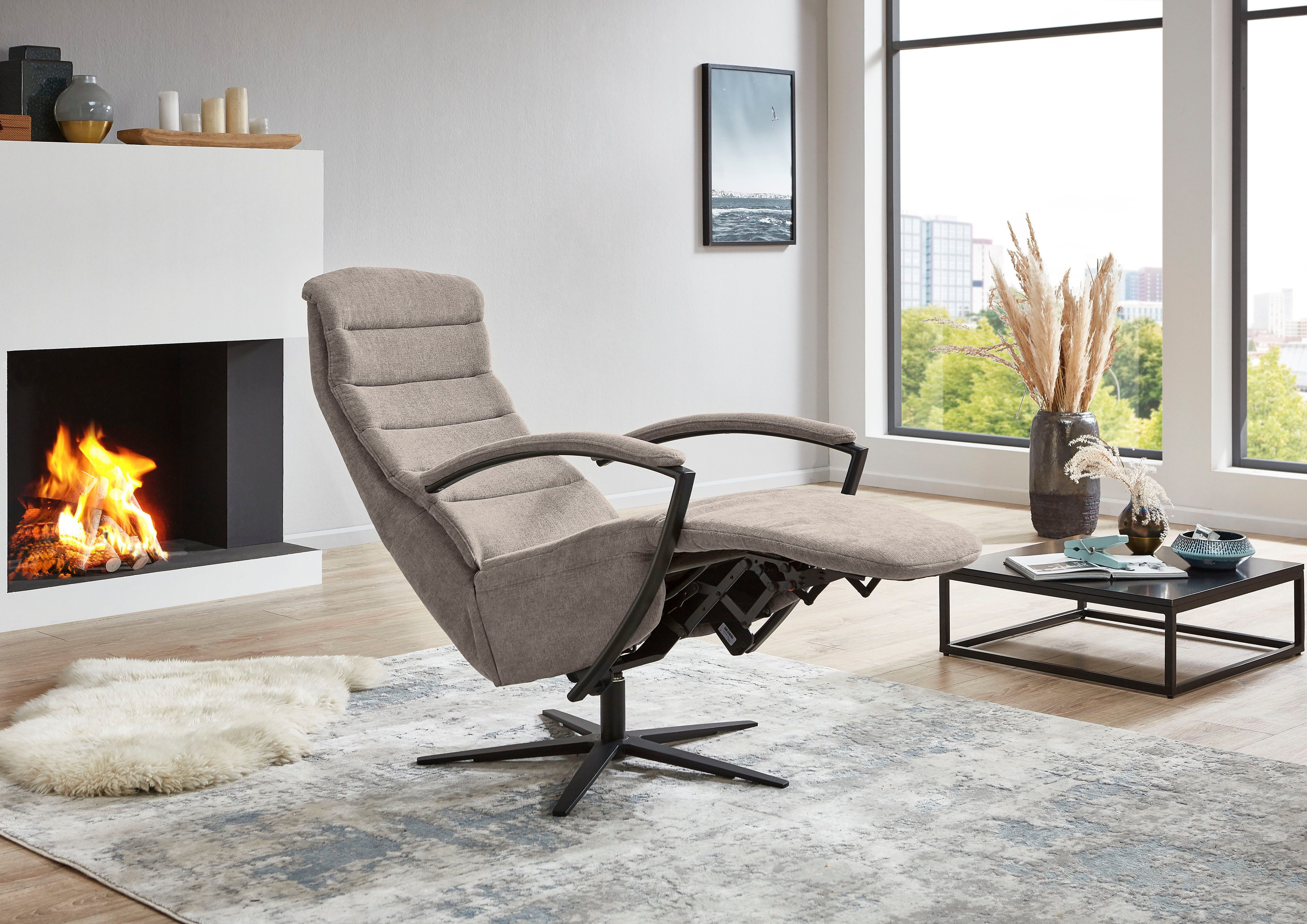 Die PlanBar Relaxsessel ZE-RS20038 inkl. Relaxfunktion und Kopfteilverstellung (1-St), 360° drehbar, wahlweise mit Gasdruckverstellung