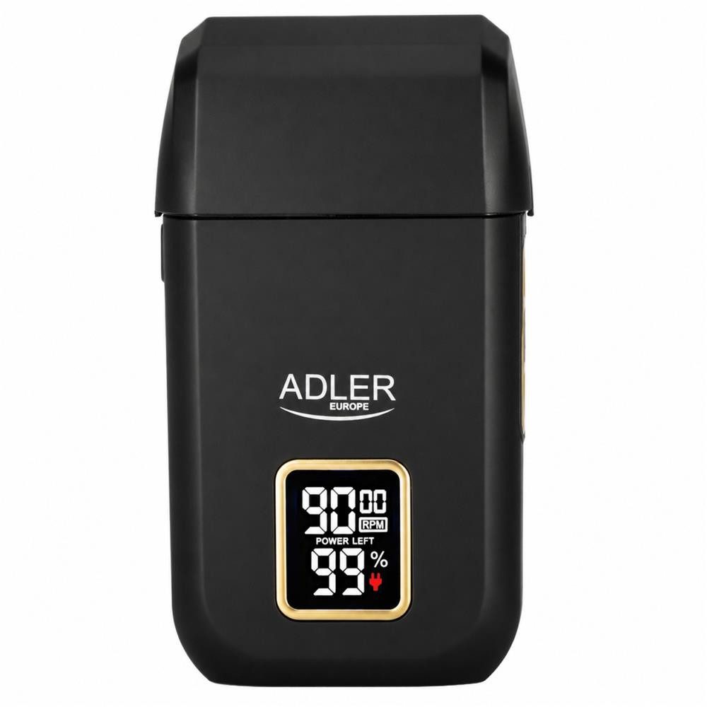ADLER EUROPE Elektrorasierer AD 2947 Profi-Folienrasierer mit 3 Stufen, LCD, USB-C, Dual-Doppelkopf, Manuelle Reinigung mit der mitgelieferten Reinigungsbürste, Rasierer mit Öl, Reinigungsbürste, Klingenschutz und USB-C-Kabel, Titanbeschichtung, Großlochfolie, 120 Min Laufzeit, Reinigungsbürste