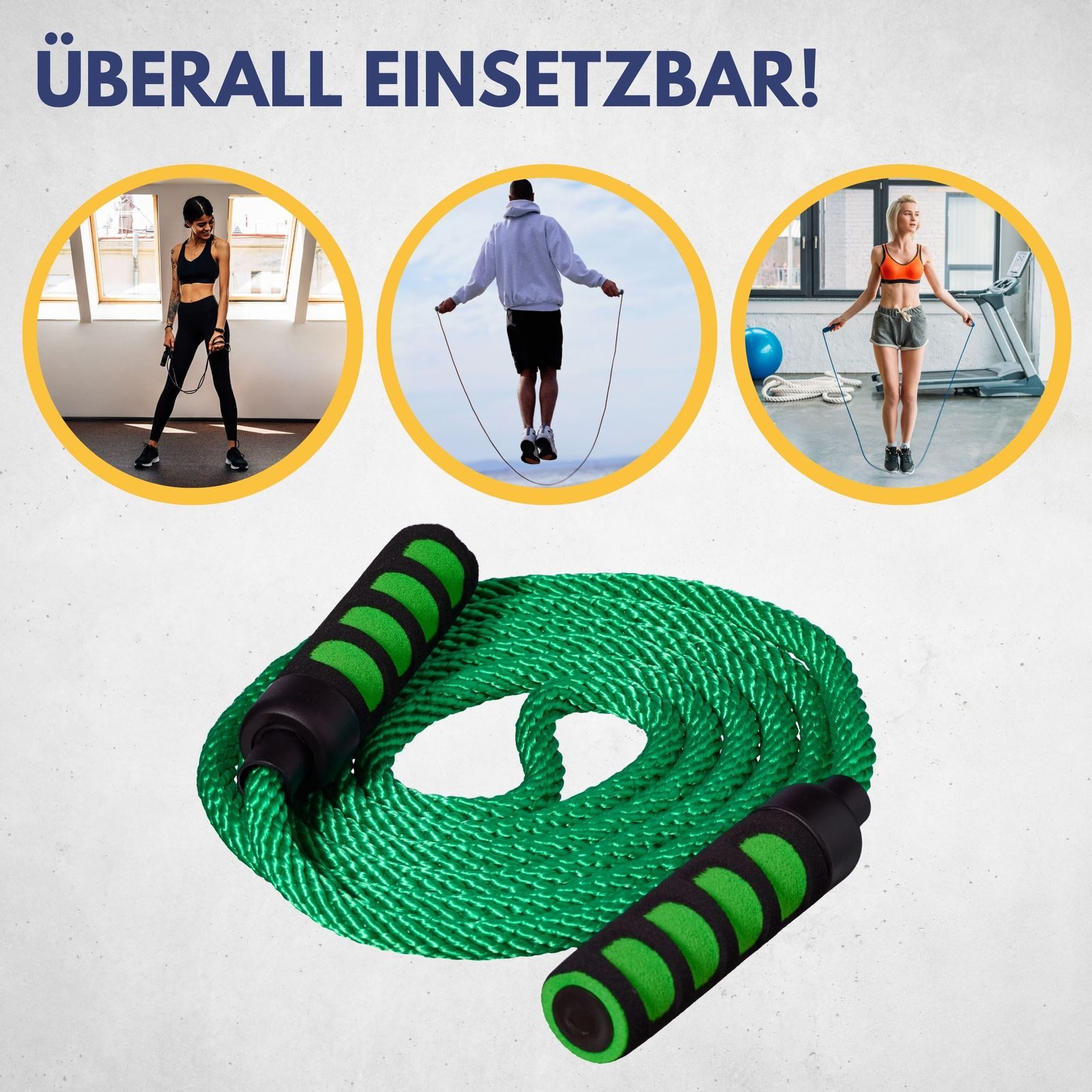 Best Sporting Springseil Springseil mit Softgriffen I Länge 400 cm I Farbe Grün, Ideal für spielerische Übungen mit Kindern