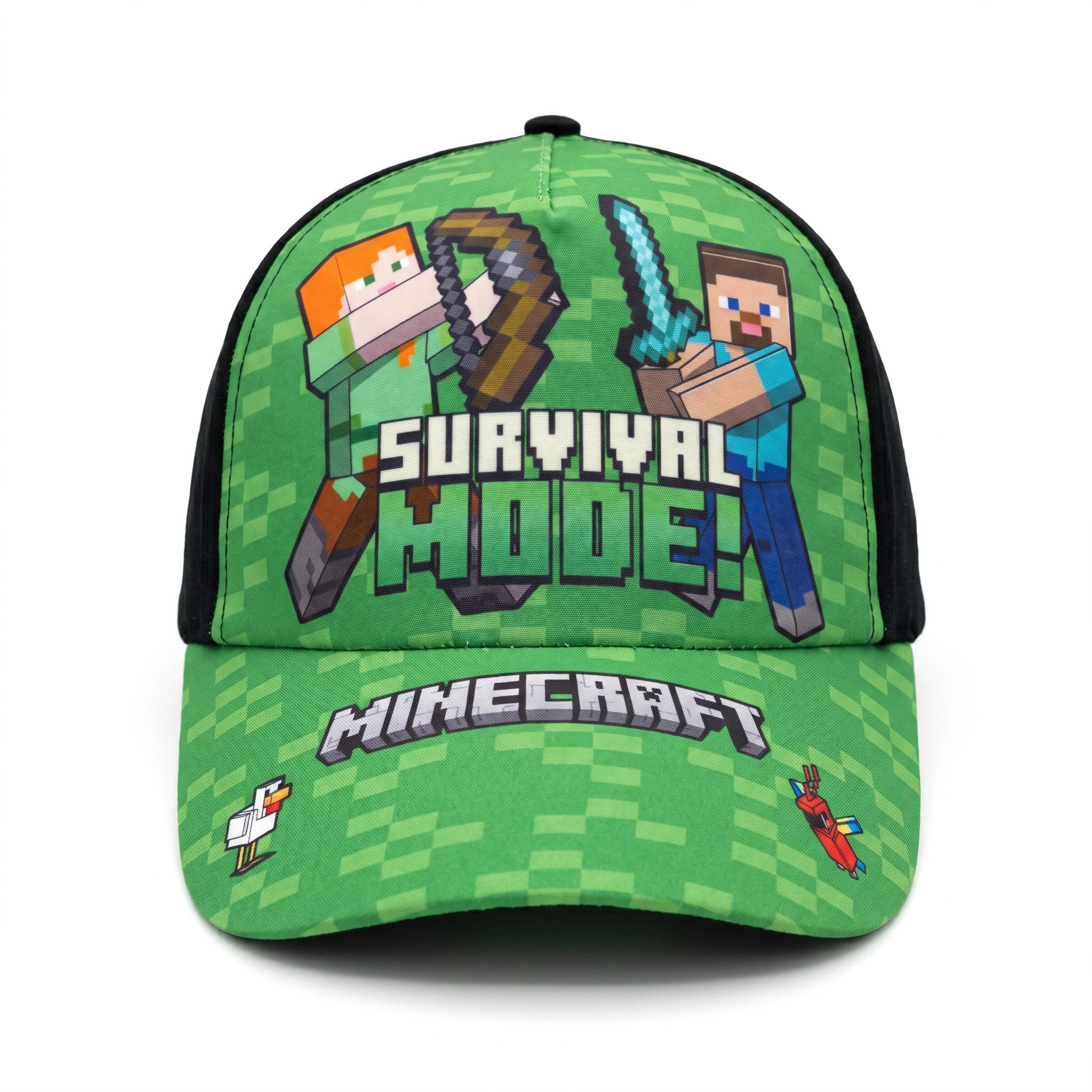 Minecraft Baseball Cap Minecraft Creeper Jungen Basecap Baseball Kappe Mütze Gr. 54 bis 56 (1-St)