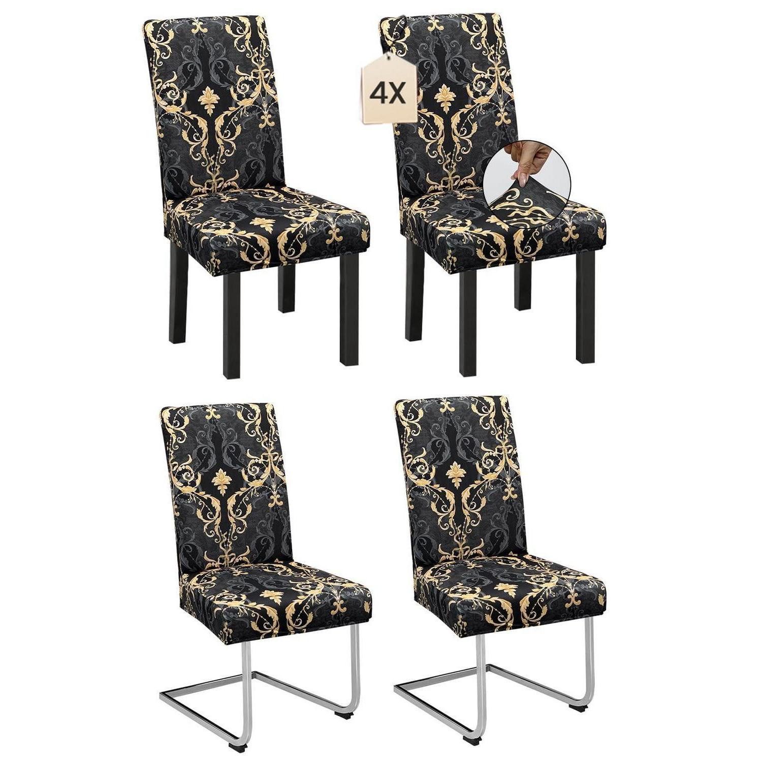 LuxusKollektion Stuhlhusse Stuhlhussen 4er Set Luxus-Retro-Optik