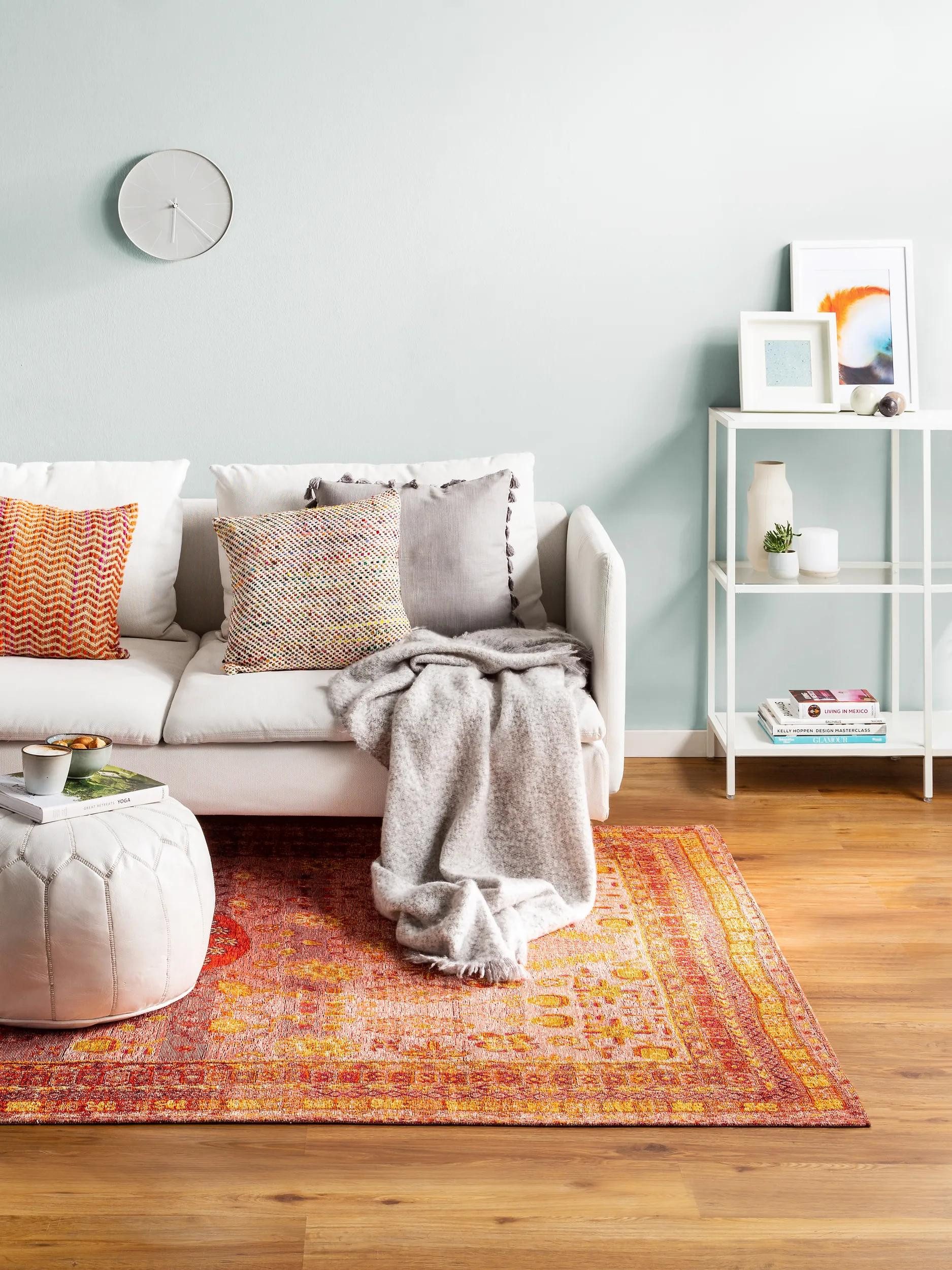 benuta Teppich Stay, rechteckig, Höhe: 5 mm, Wolle, Teppich Wohnzimmer, Schlafzimmer, Esszimmer, Flur, Hygge & Cozy