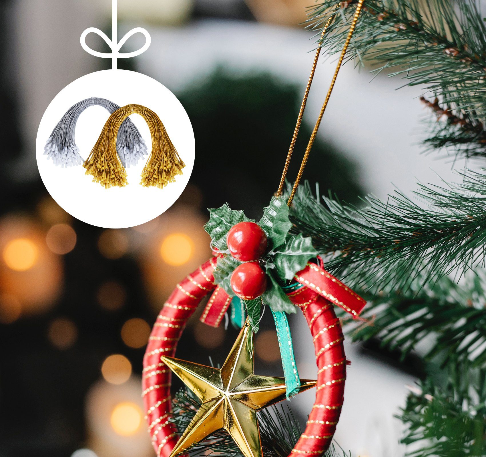 Schnur dekorative 200 Stück Verpackung Homewit Weihnachtsbaumkugel zum