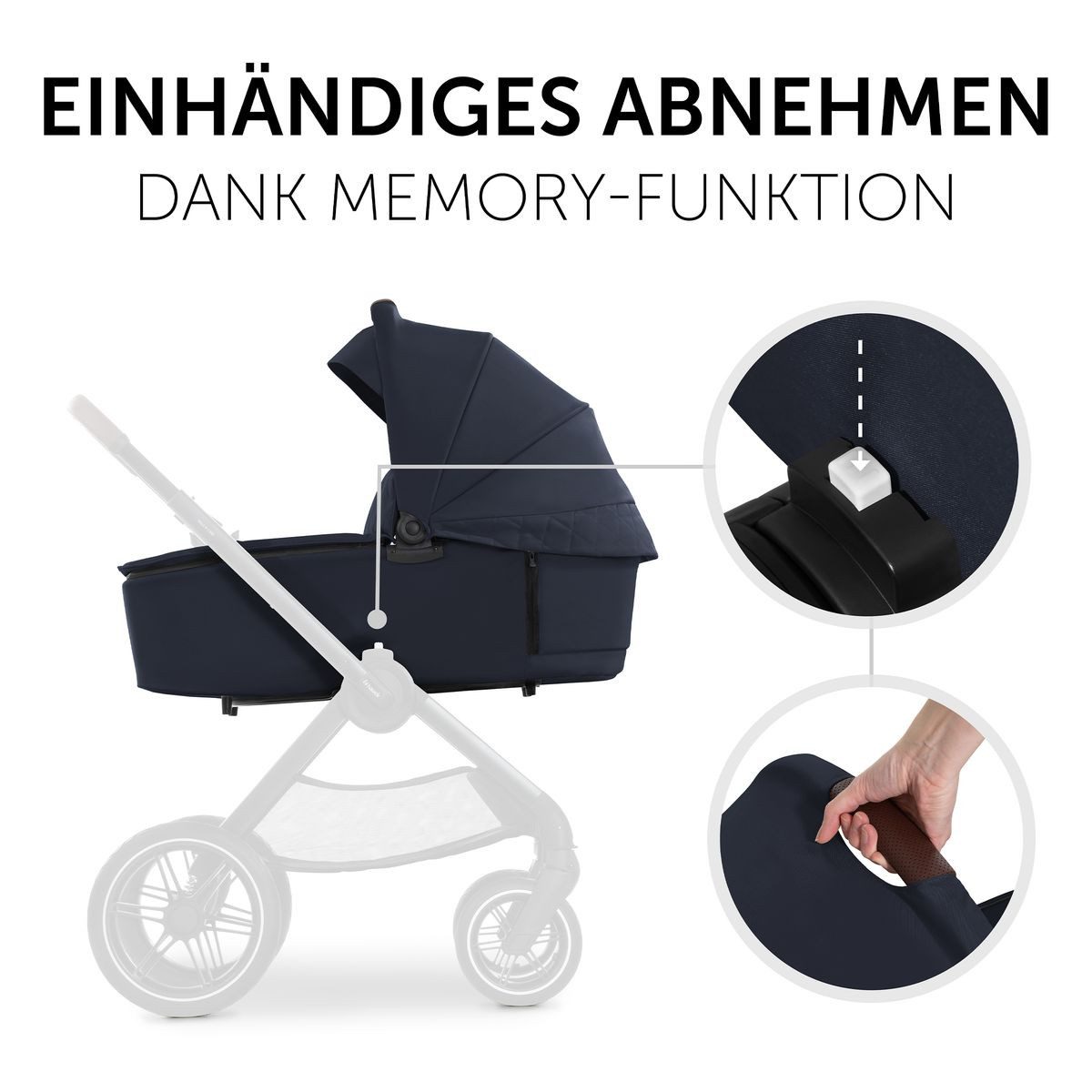 Hauck Kombi-Kinderwagen Walk N Care Trio Set - Dark Blue, 4in1 Kinderwagen Set mit Maxi-Cosi Pebble Pro, Isofix Basis & Zubehör