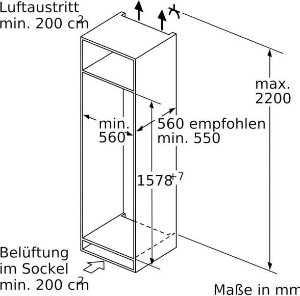 BOSCH Einbaukühlschrank KIL72AFE0, hoch, cm breit 157,7 cm 55,8 6
