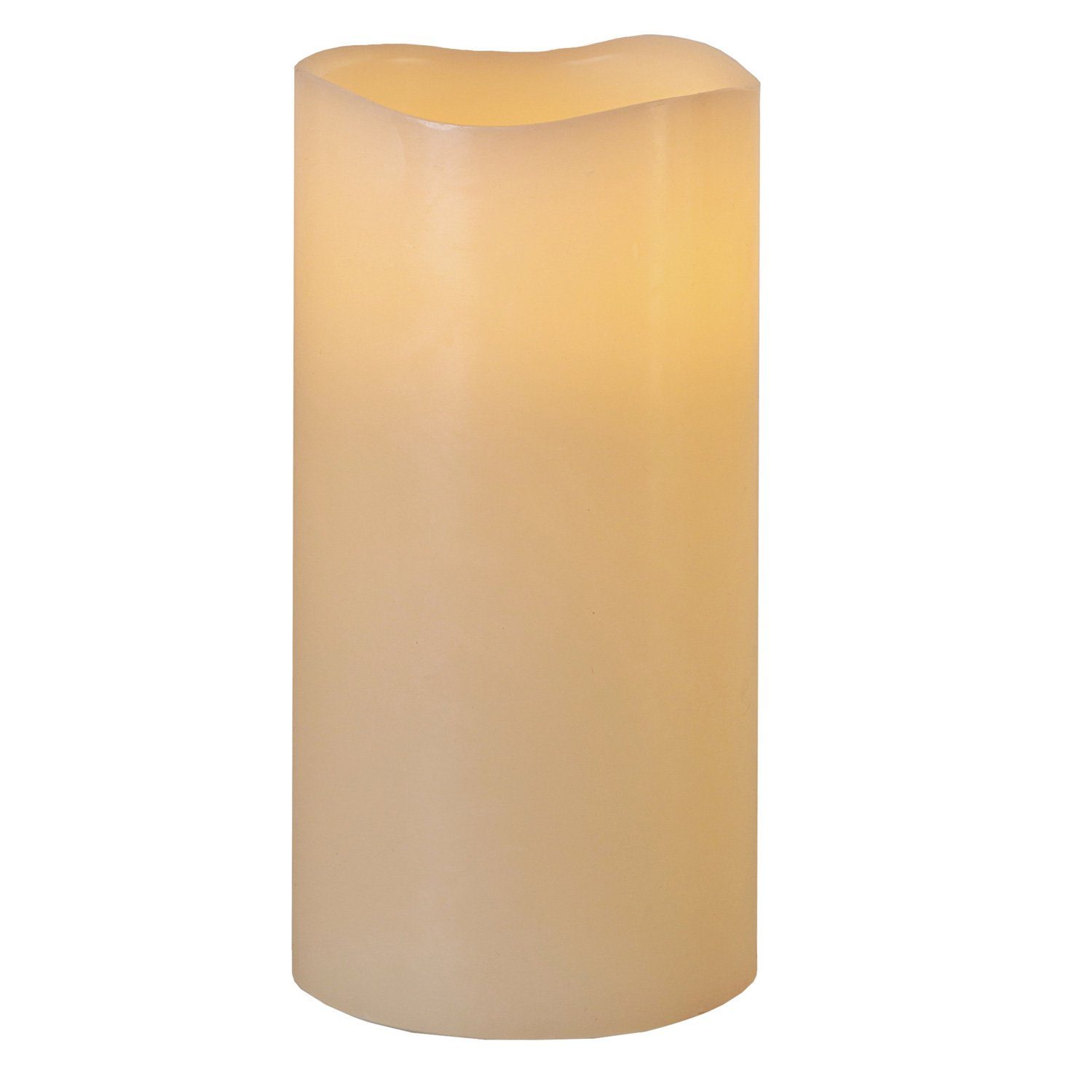 LED-Kerze Stumpenkerze Big XL Echtwachs flackernd Timer H: 20cm D: 10cm creme