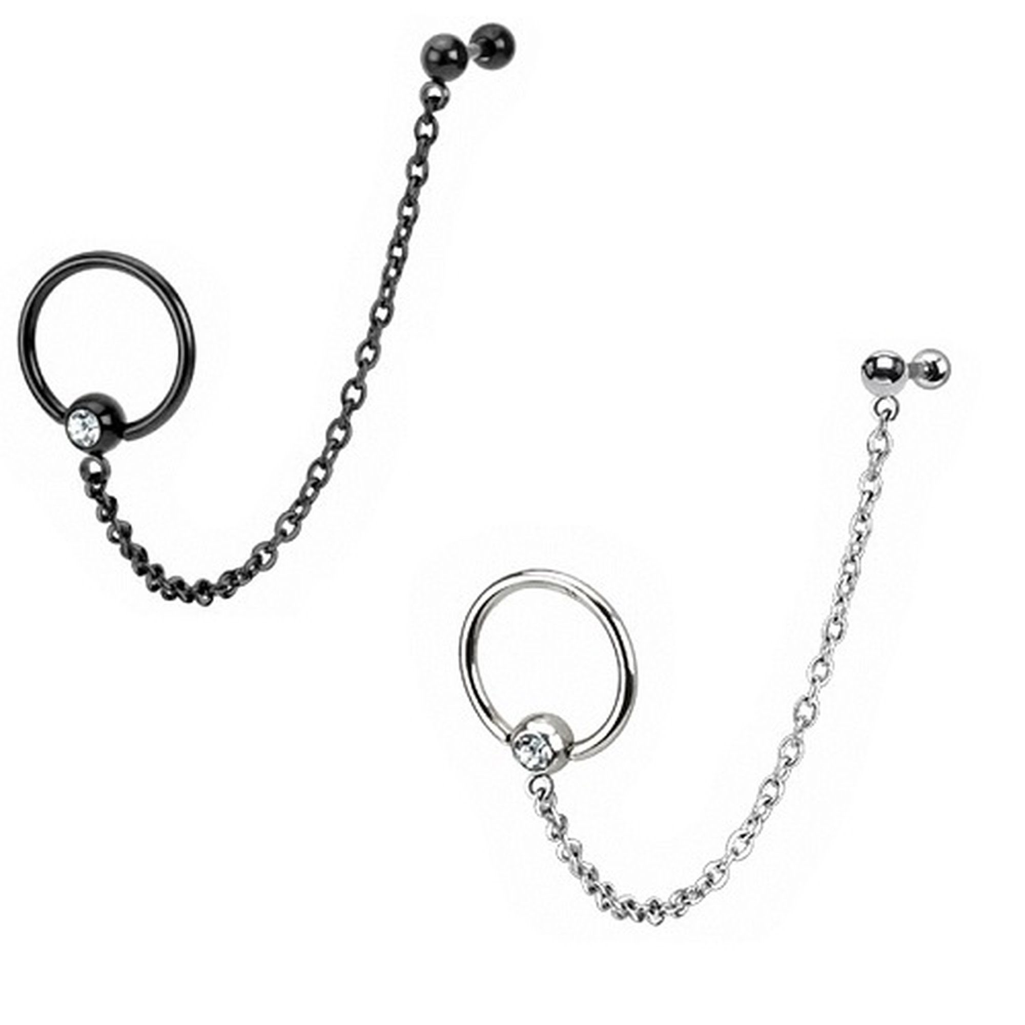 Silber Cartilage Kreis Anhänger Taffstyle Piercing-Set Piercing Stab Ring, Tragus Kristall Lang Piercing Ohr Barbell Kette Ohrpiercing Helix