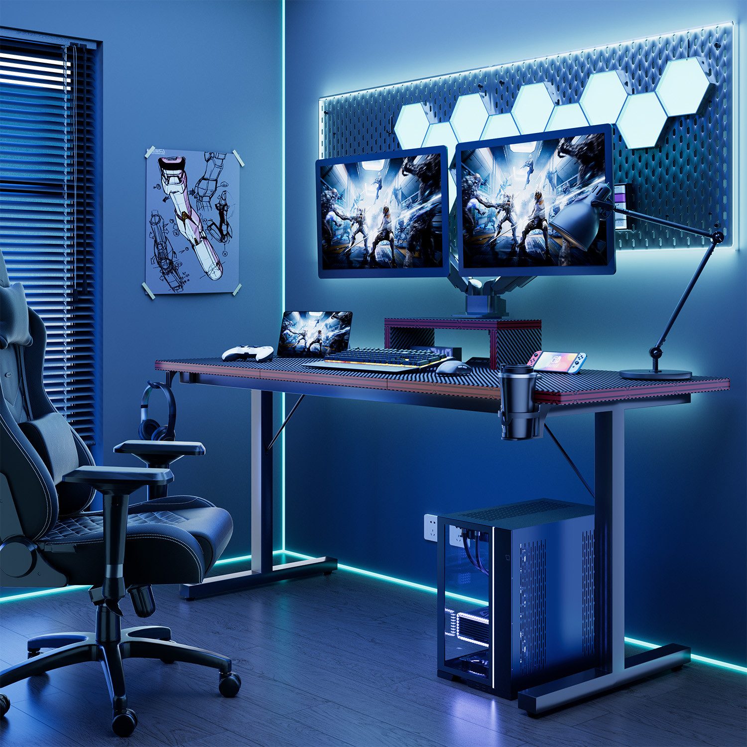 GUNJI Gamingtisch 140*60 Computertisch, Schreibtisch, Carbonfaser-Desktop-G günstig online kaufen