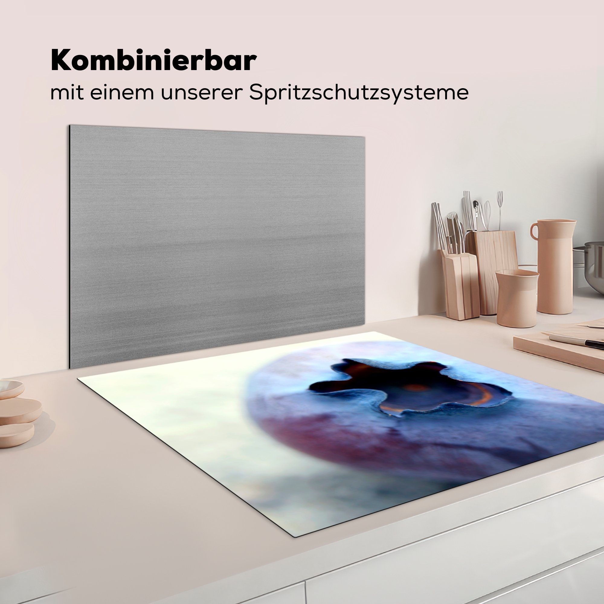 cm, für Beeren, Vinyl, - - MuchoWow küche Herdblende-/Abdeckplatte 78x78 Arbeitsplatte (1 Blaubeeren Ceranfeldabdeckung, tlg), Obst