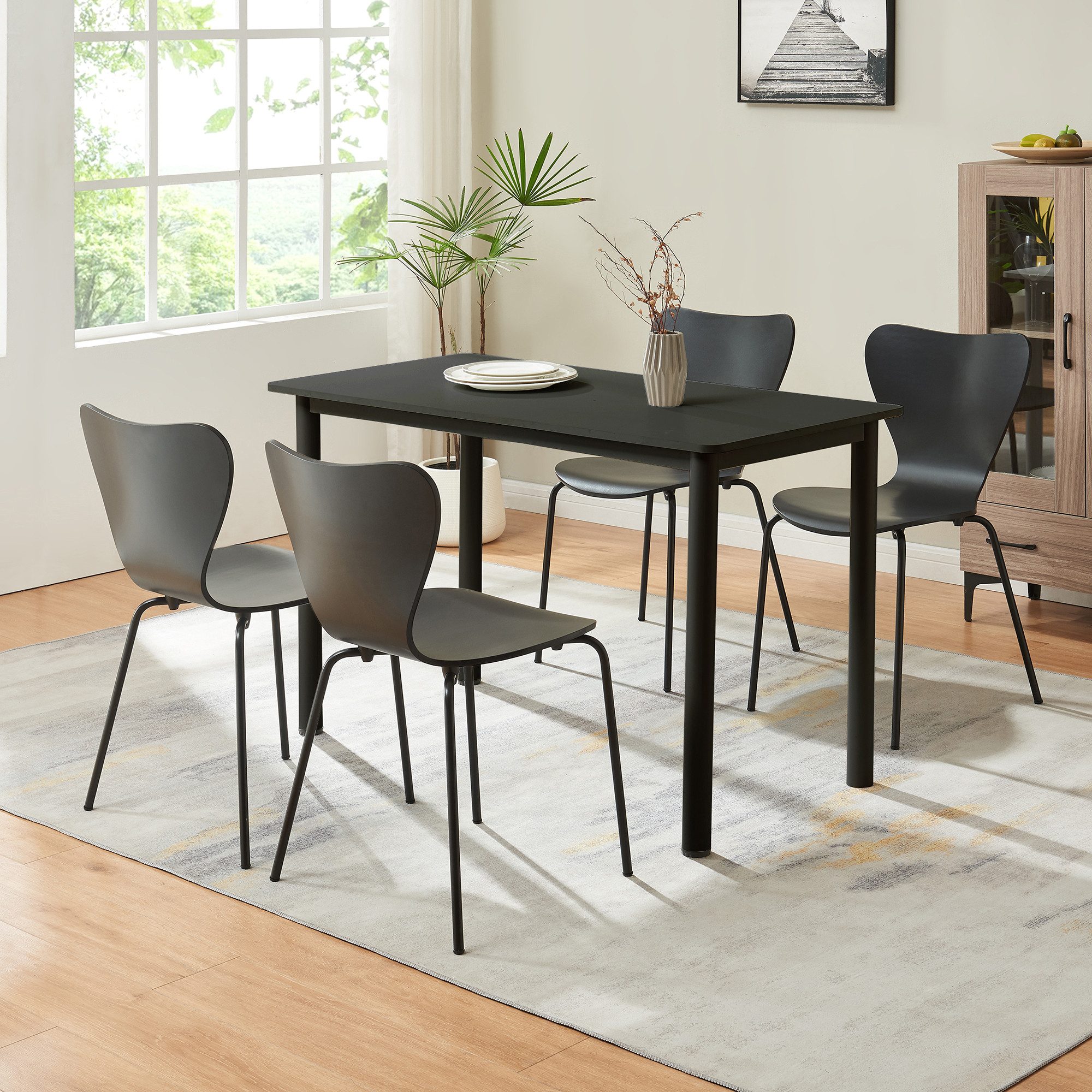 en.casa Esszimmerstuhl (Set), »Essunga« Holz Metall 80x48x45,5 cm Schwarz günstig online kaufen