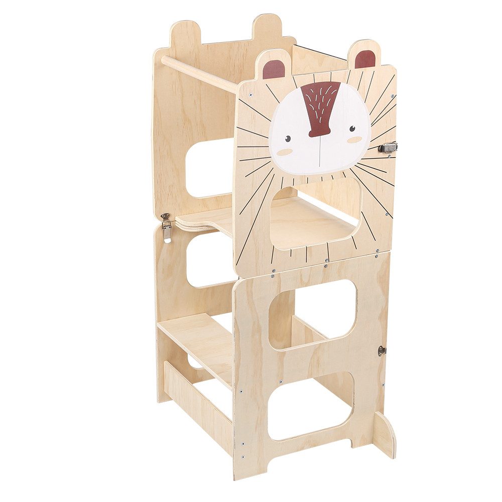 JEOBEST Stehhilfe Kleinkindturm, Lernturm, Stehturm, 3-in-1-Küchenhocker, (1 St, Holz, Klappbar) Helfer mit Kreidetafel