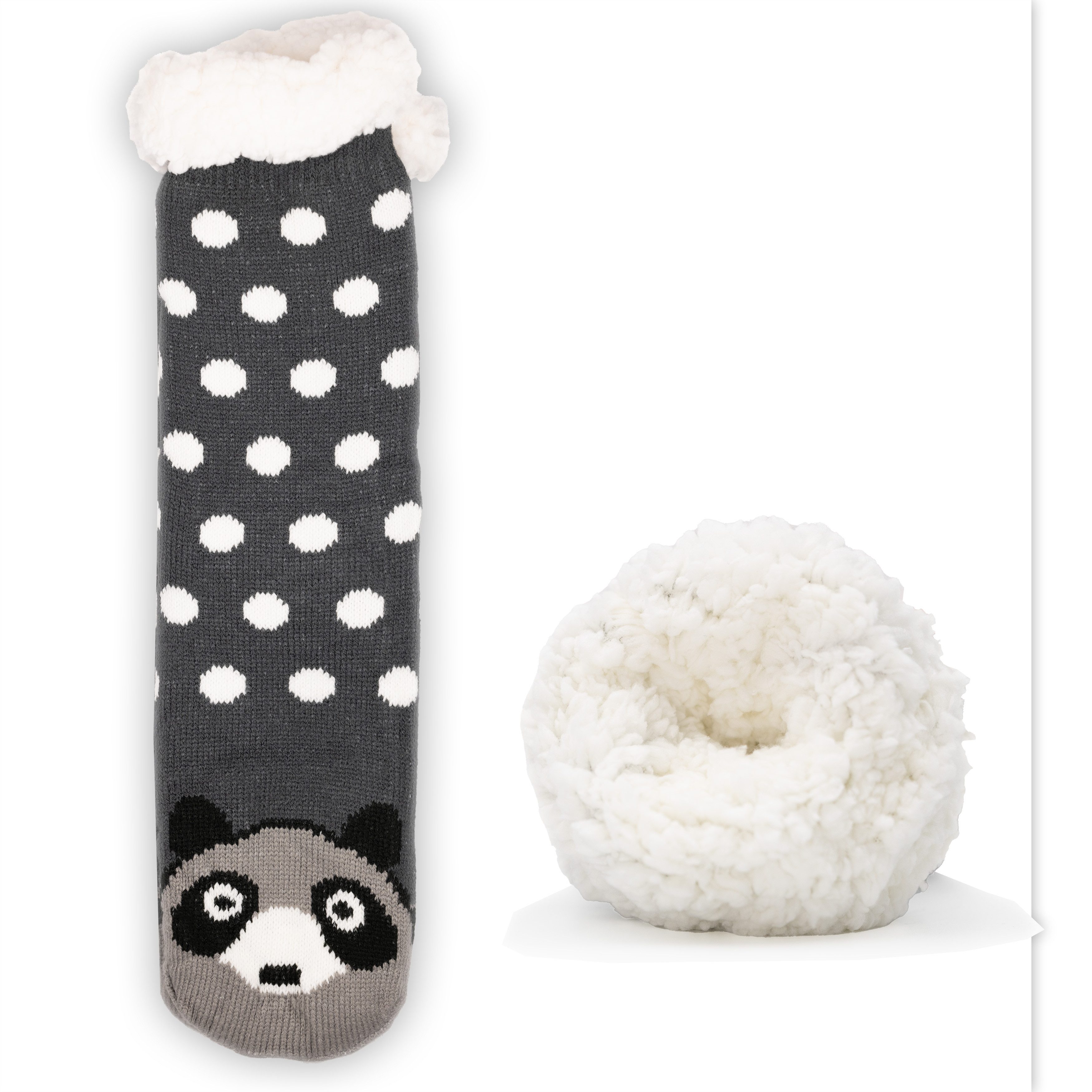Frostfighter Haussocken Damen Hüttensocken mit ABS Stoppersohle (1-Paar) Hüttenschuhe, Wolkenfutter, dicke sehr warme gefütterte Socken