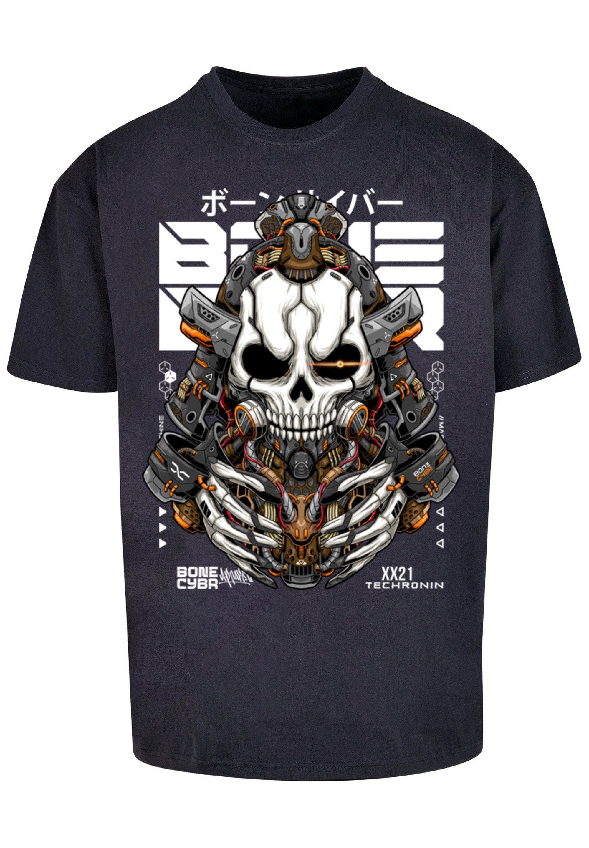 Techronin navy STYLES Print T-Shirt CYBERPUNK F4NT4STIC Cyber Bone
