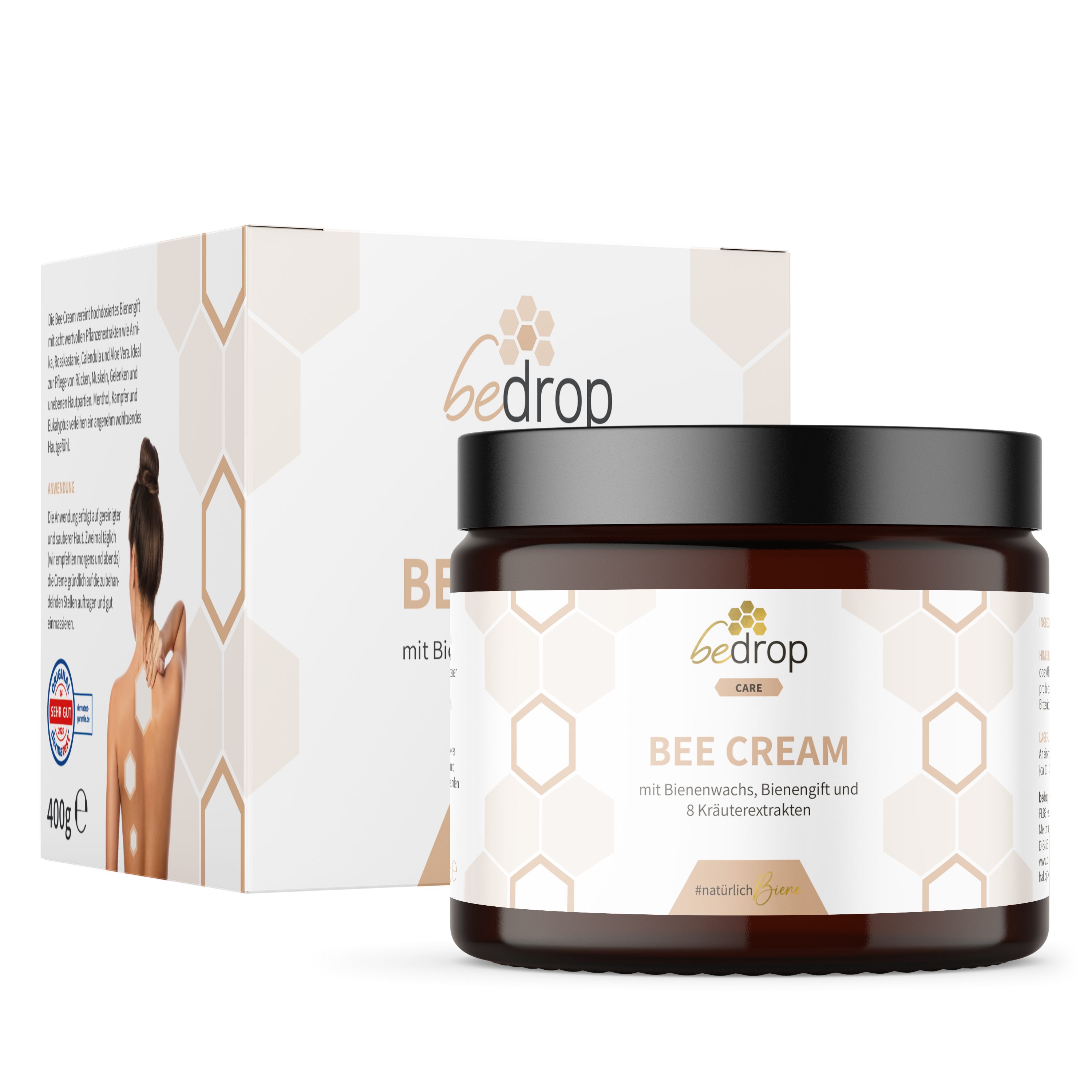 bedrop Körpercreme Bee Cream Bienengiftsalbe hochdosiert mit 8 Kräuterextrakten - Alternative zu Arnika Salbe I Pferdesalbe I Wärmecreme, Schmerzsalbe für Gelenke I Cellulite Creme I Schmerzen Salbe