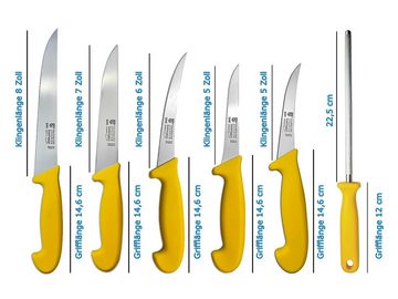 SMI Kochmesser 6-tlg Küchenmesser Set Solingen Metzgermesser Wetzstahl Ausbeinmesser