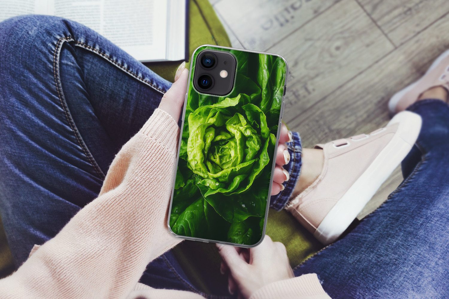 MuchoWow Handyhülle für Apple iPhone 12 Mini Gemüse - Kopfsalat - Grün, Smartphone-Bumper, Print, Handy Schutzhülle Dünn