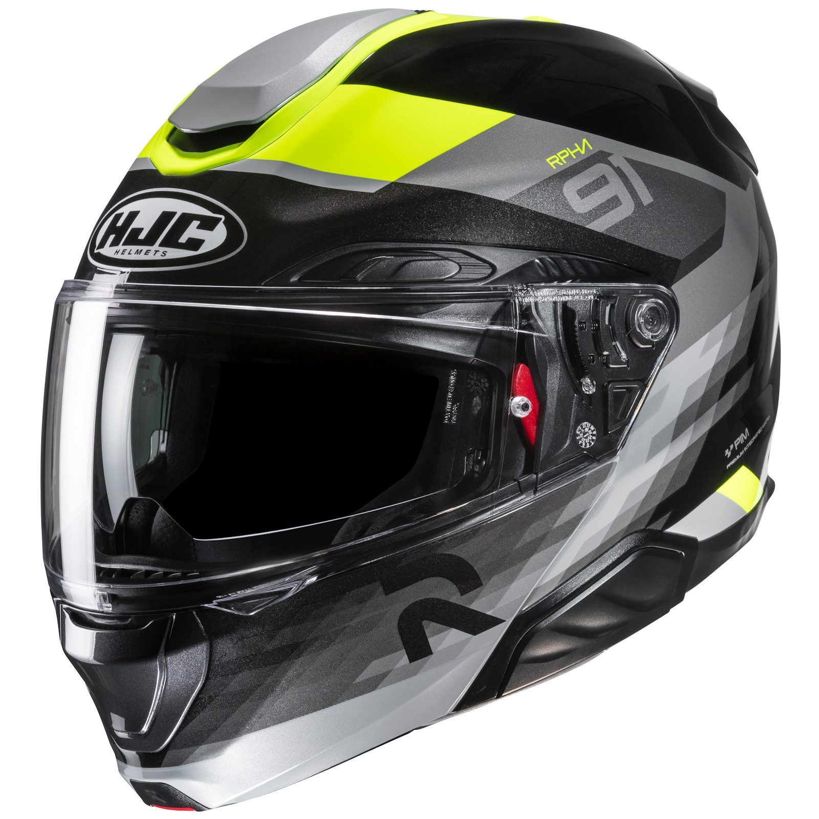Motorradhelm HJC RPHA 91 Madal MC3H Klapphelm Schwarz / Grau / Gelb L