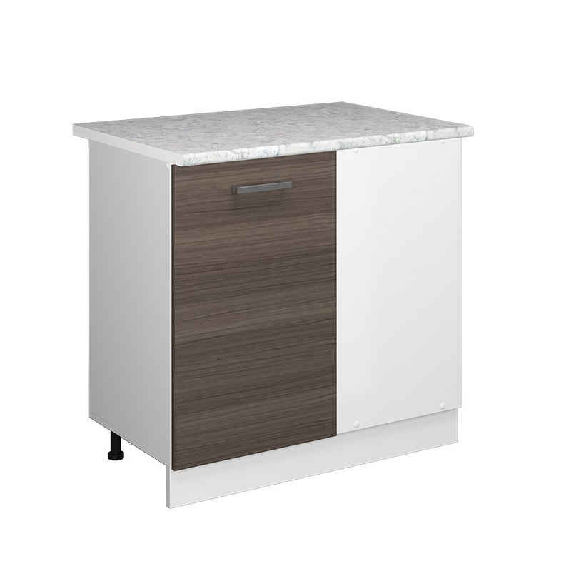 Vicco Eckunterschrank Küchenunterschrank R-Line 86 cm Weiß Edelgrau Arbeitsplatte