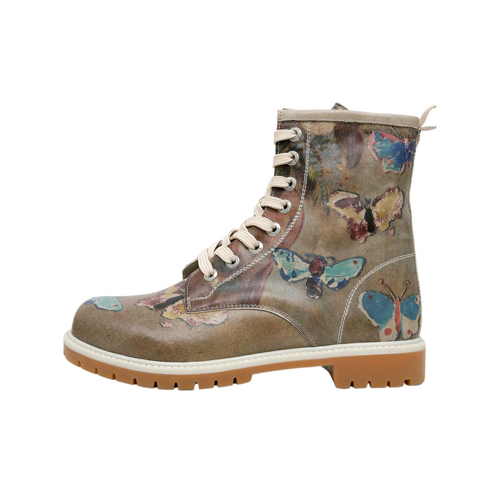 DOGO Longe Boots Schnürstiefel Still Life Butterflies Damen Schnürboots Vegan