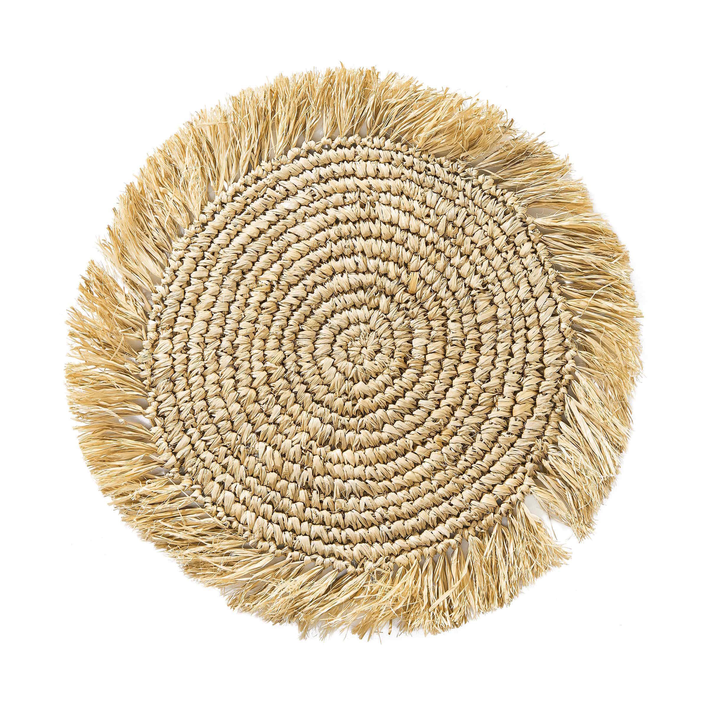 BUTLERS Ø41cm, Platzset Natur mit Fransen Platzset, RAFFIA