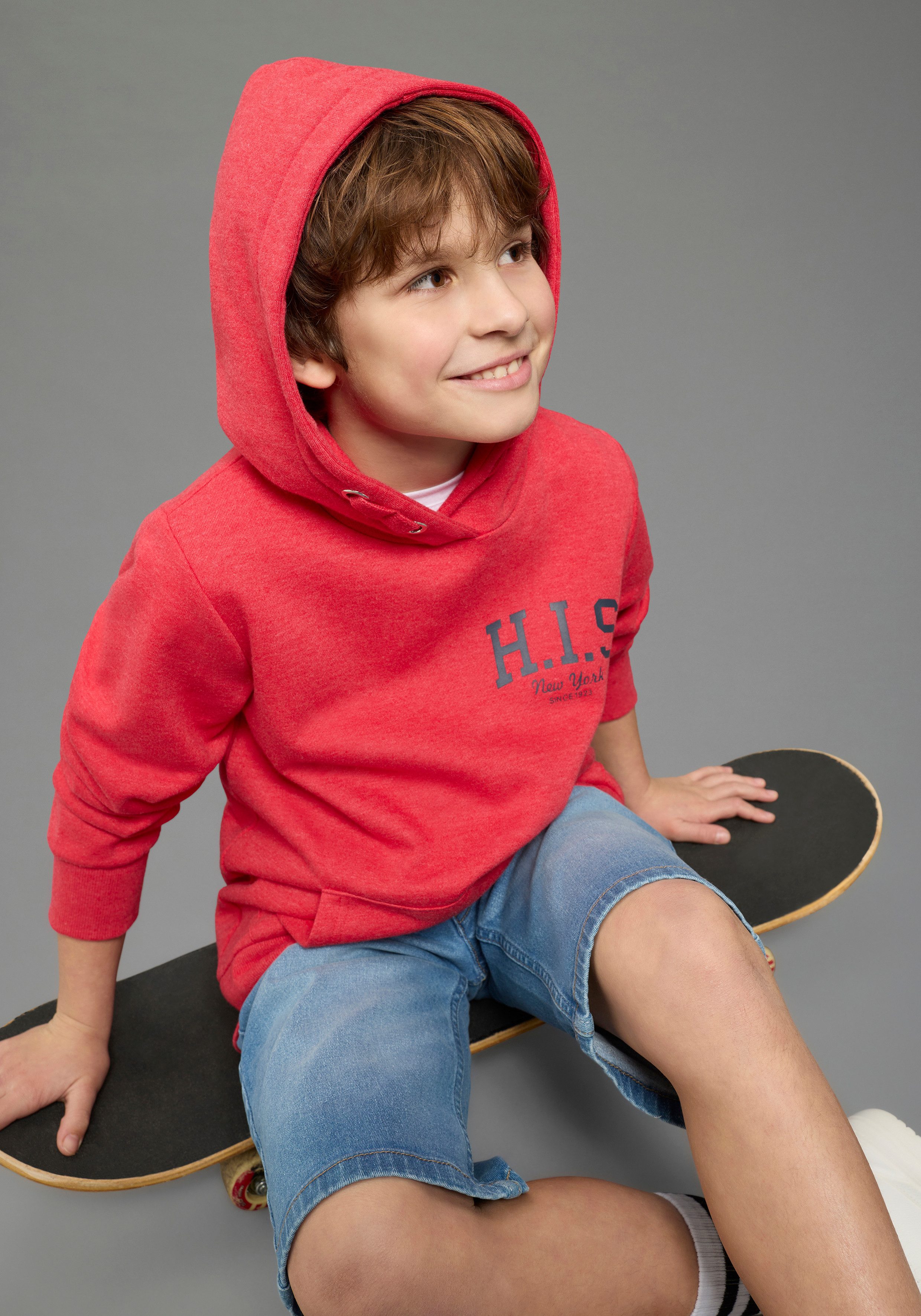H.I.S Kapuzensweatshirt Kapuzenhoodie mit Logoprint für Jungen für Jungen, mit Kängurutasche, mit Logodrucken, in Basic Passform