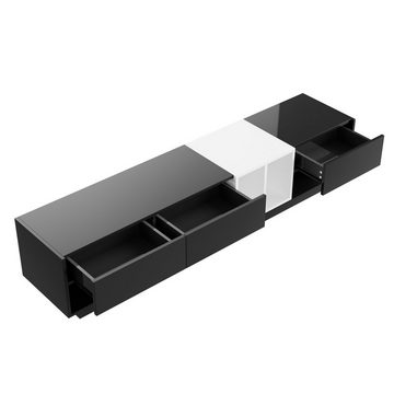 Merax Lowboard TV-Board, TV-Schrank, Breite 190cm, hochglanz mit Schubladen und offenen Fächer