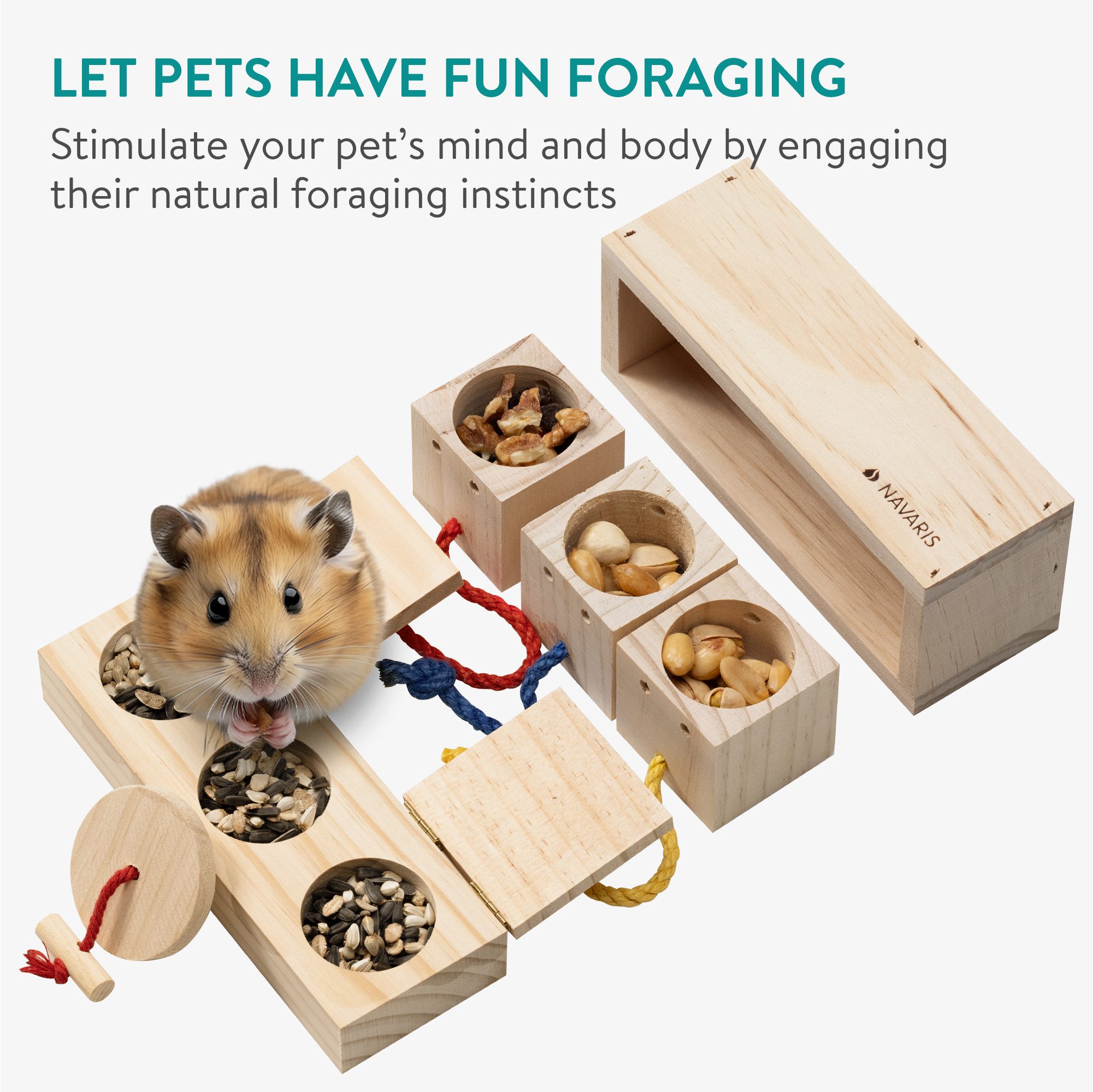 Navaris Tier-Beschäftigungsspielzeug Hamster Spielzeug - Kaninchen Spielzeu günstig online kaufen