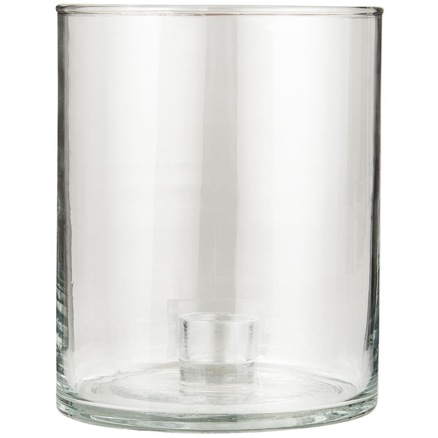 Ib Laursen Windlicht Windlicht GLAS Kerzenhalter fixiert für Stabkerze Ø2,2cm, Ø12x15cm