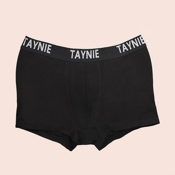 Taynie Retro Boxer schwarz/grau - Herren Boxershorts aus Bio-Baumwolle sportlich (2er-Pack) Logo auf elastischem Bund