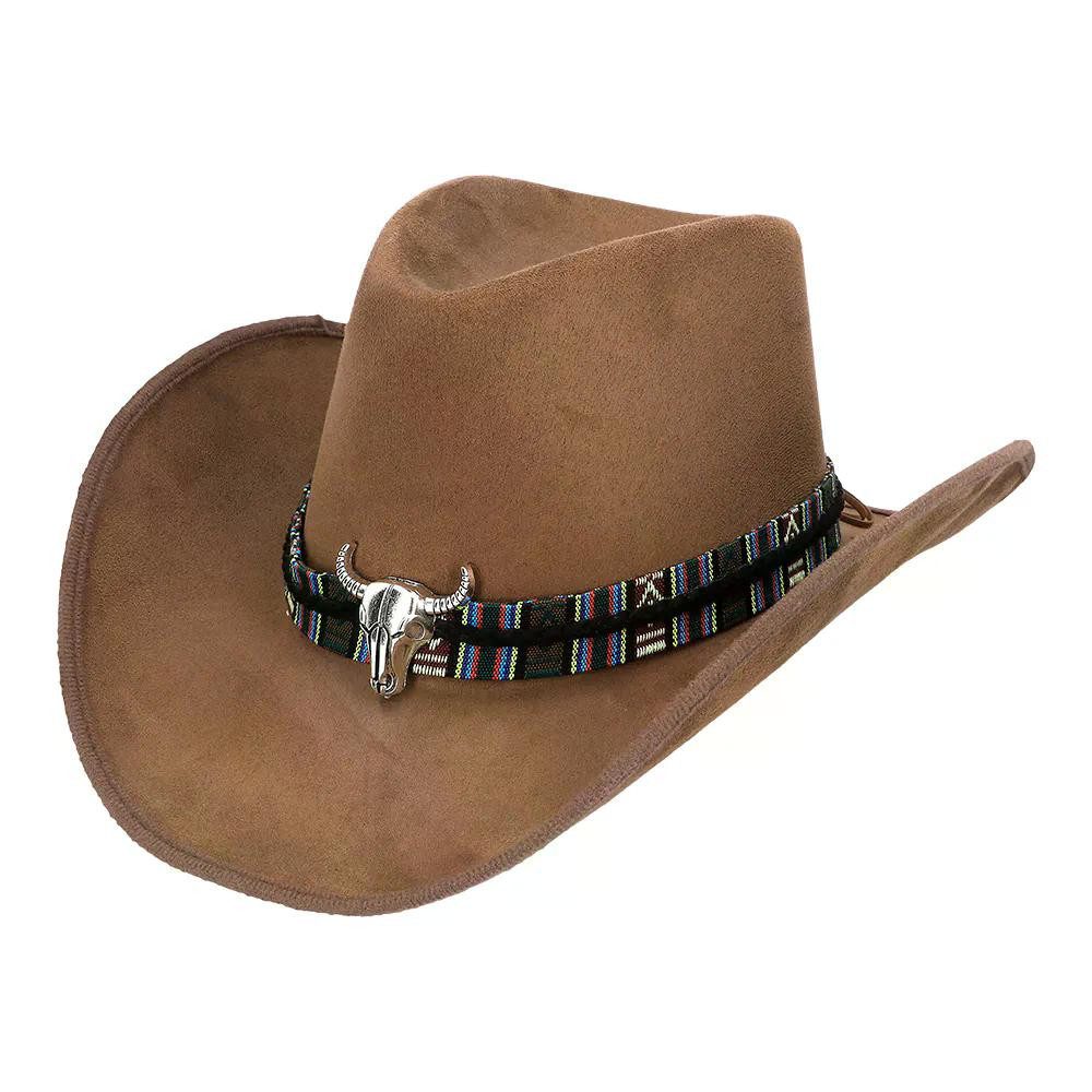 Boland Cowboyhut Cowboy-Hut Django 59 cm Westernhut in Wildlederlook schwarz oder braun Bringt authentisches Wildwest-Feeling auf jedes Event