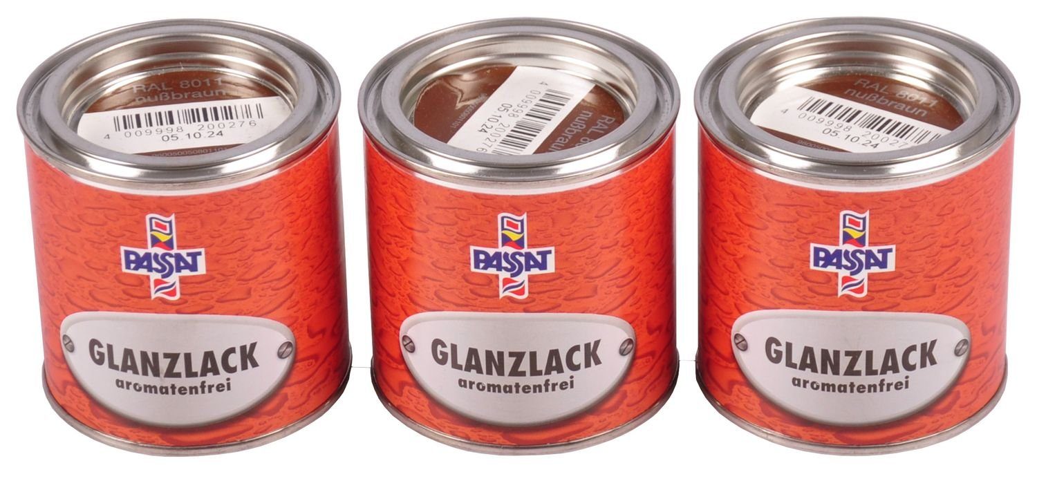 AG Meffert Glanzlack 8011 3x 0,25 Vollton- und nußbraun Holz Metall Passat Farbwerke Abtönfarbe L Lack RAL glänzend
