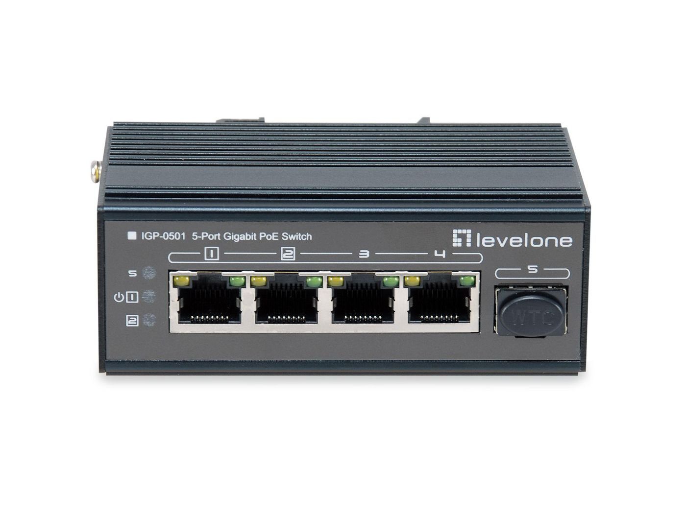 Switch 5x GE IGP-0501 LEVELONE 4xGE Netzwerk-Switch 4xPoE+ 1xGSFP Levelone