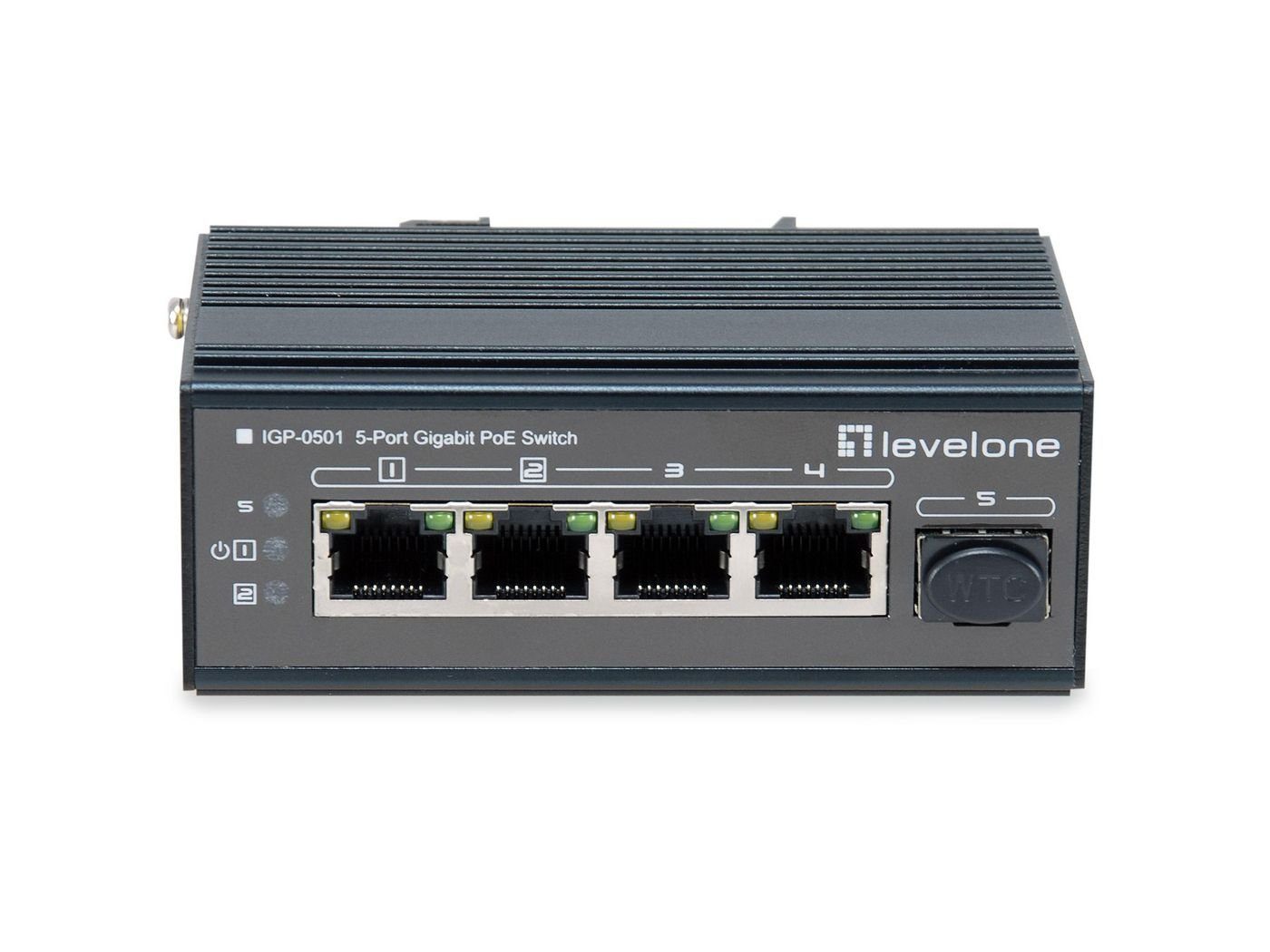 LEVELONE Switch 5x GE IGP-0501 4xGE 1xGSFP 4xPoE+ Netzwerk-Switch