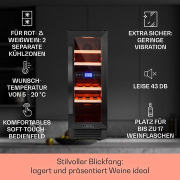 Klarstein Weinkühlschrank Vinovilla 17 Built-in Duo Onyx Edition, für 17 Standardflaschen á 0,75l,2 Zonen Wein Flaschenkühlschrank Weintemperierschrank Weinschrank