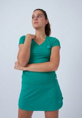 SPORTKIND Funktionsshirt Tennis T-Shirt V-Ausschnitt Damen & Mädchen smaragd grün