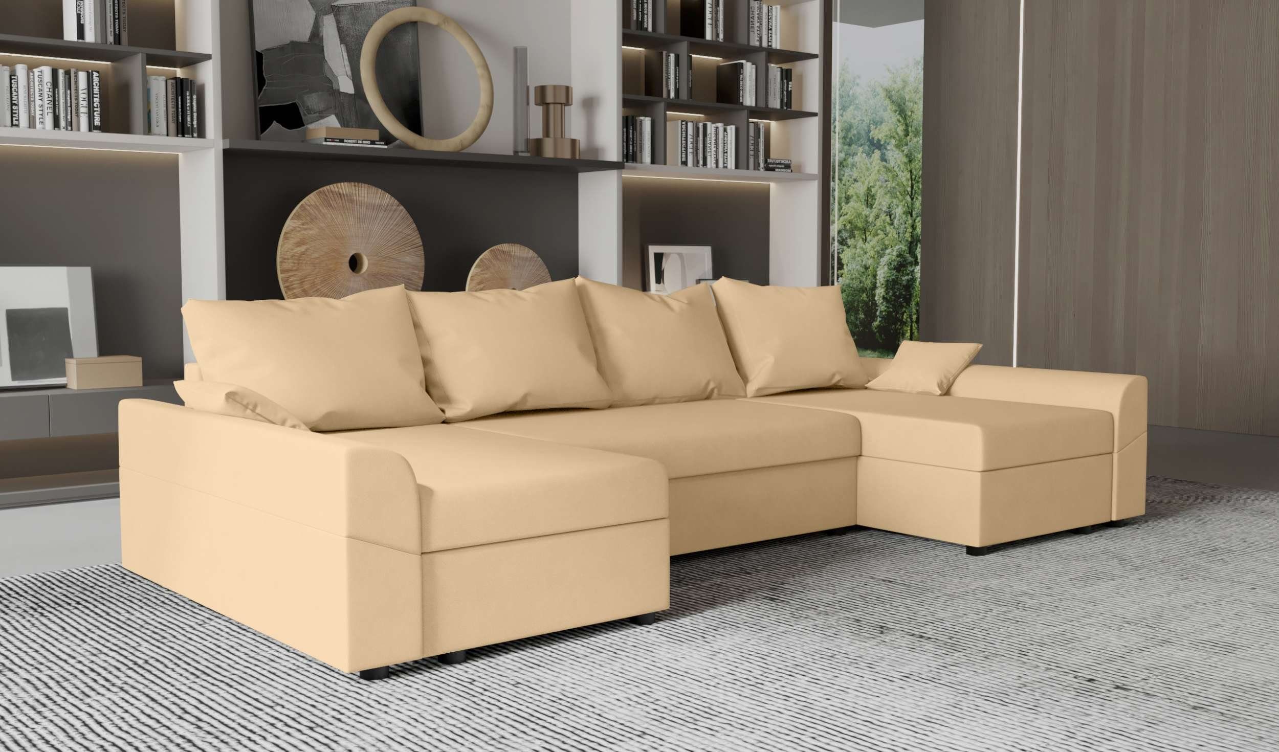 Bettkasten, Stylefy U-Form, Carolina, Sitzkomfort, Wohnlandschaft Eckcouch, Bettfunktion, mit Modern Sofa, Design mit